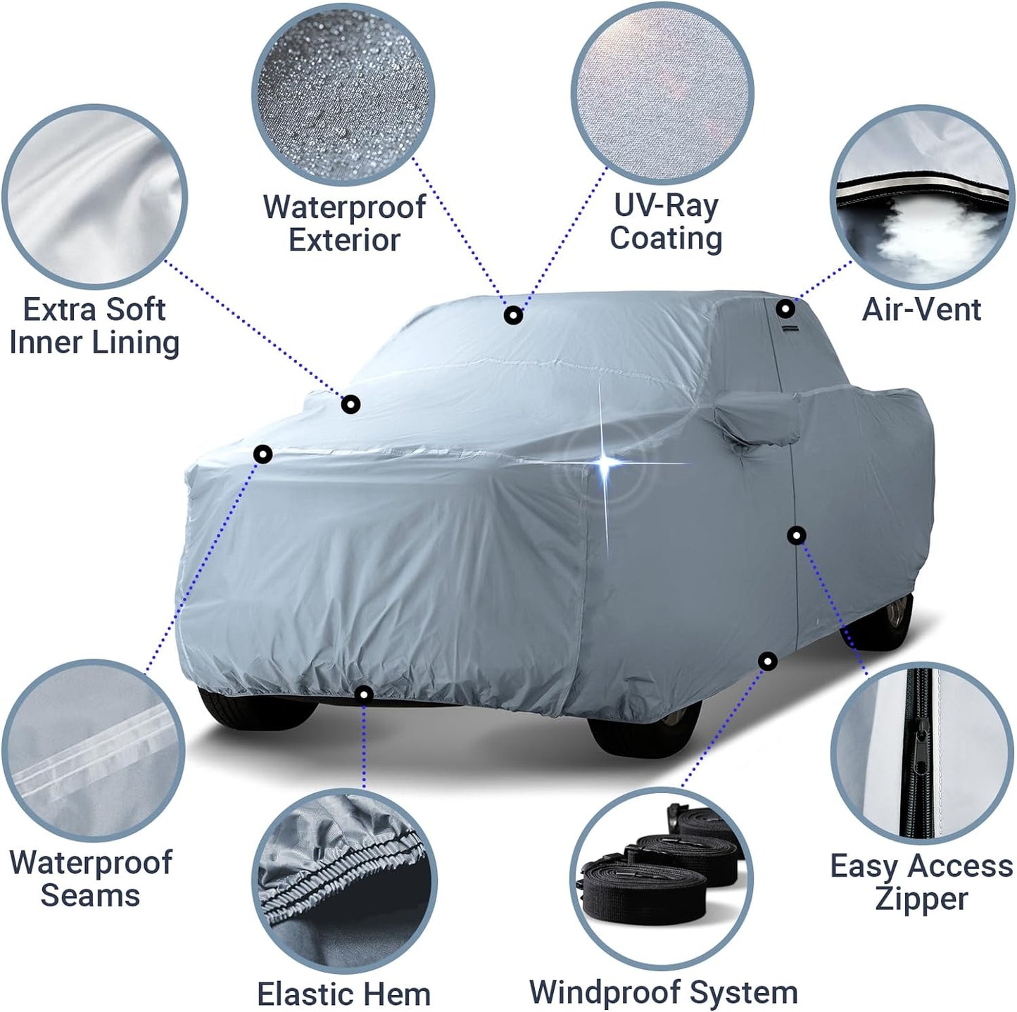 iCarCover Fits 2000-2024 Frontier Crew Cab, 6.1 ft Regular Bed Nissan Truck Cover Automobiles Form-Fit Padded Full Exterior Waterproof Automobiles Protection Covers