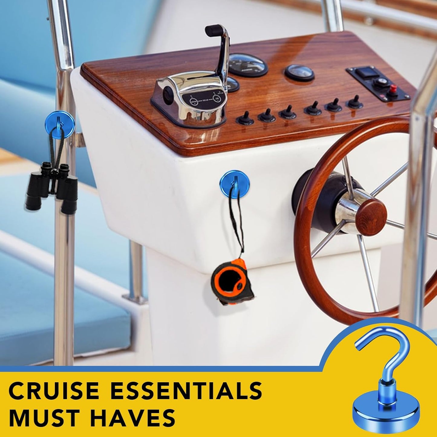 LOVIMAG Cruise Hits: 80LB Blue Magnetic Hooks, Door Magnets, Travel & ClassroomAccessorry Must-Haves (6 Pack)