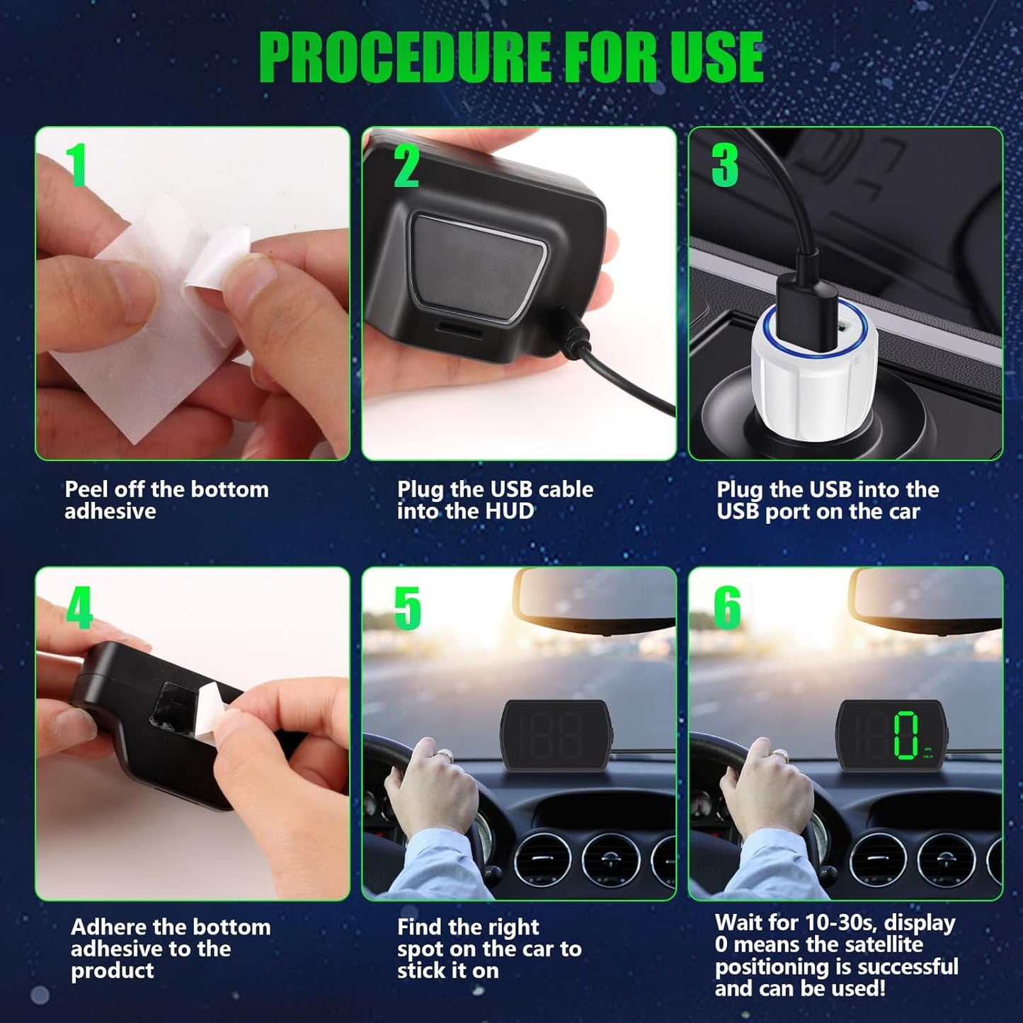 GPS Digital Speedometer for Car MPH, Universal HUD Speed Meter with LED Large Font with USB Cable, Plug and Play for Truck Motor SUV Golf Cart All Vehicles (Contain Car Charger Adapter)