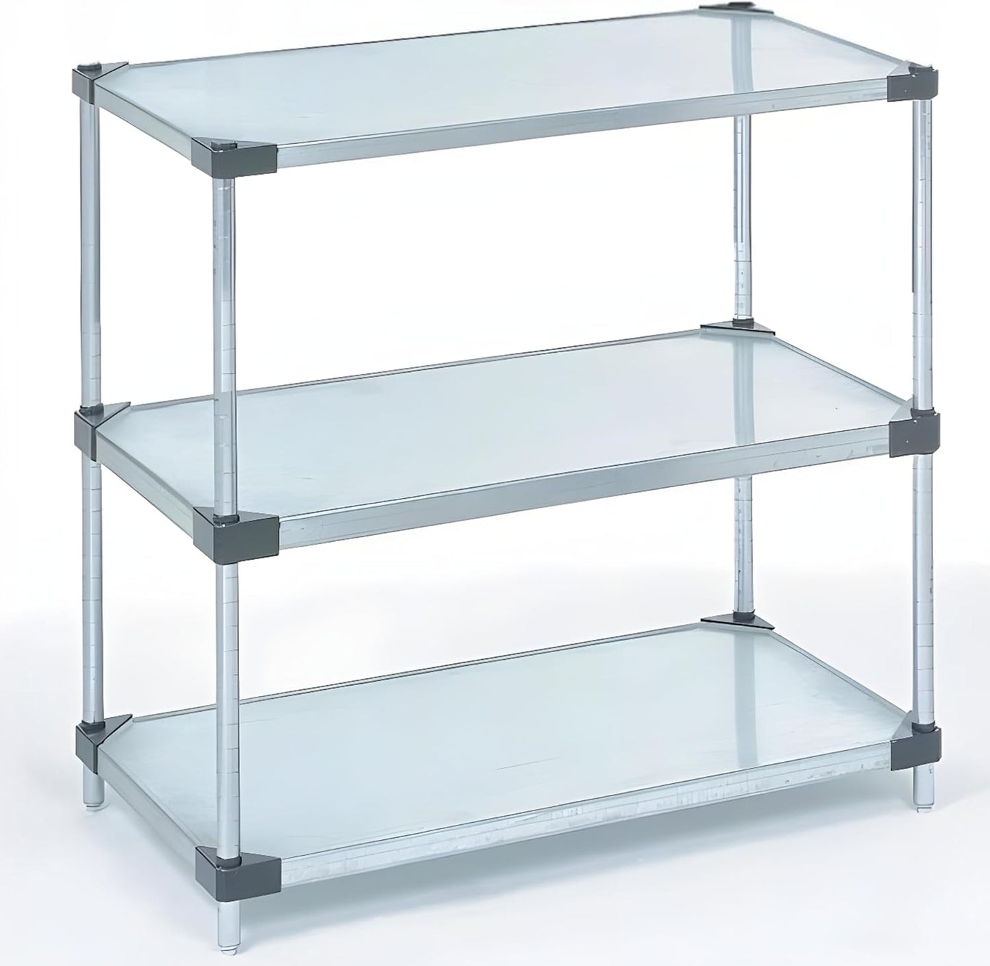 Omega 3-Tier Solid Galvanized Shelves, 18" Deep x 42" Wide x 34" HighHeavy Duty Storage Rack, Shelving Unit, NSF Certified, Ideal for Kitchen Garage Office Restaurant Warehouse 800-lb Capacity