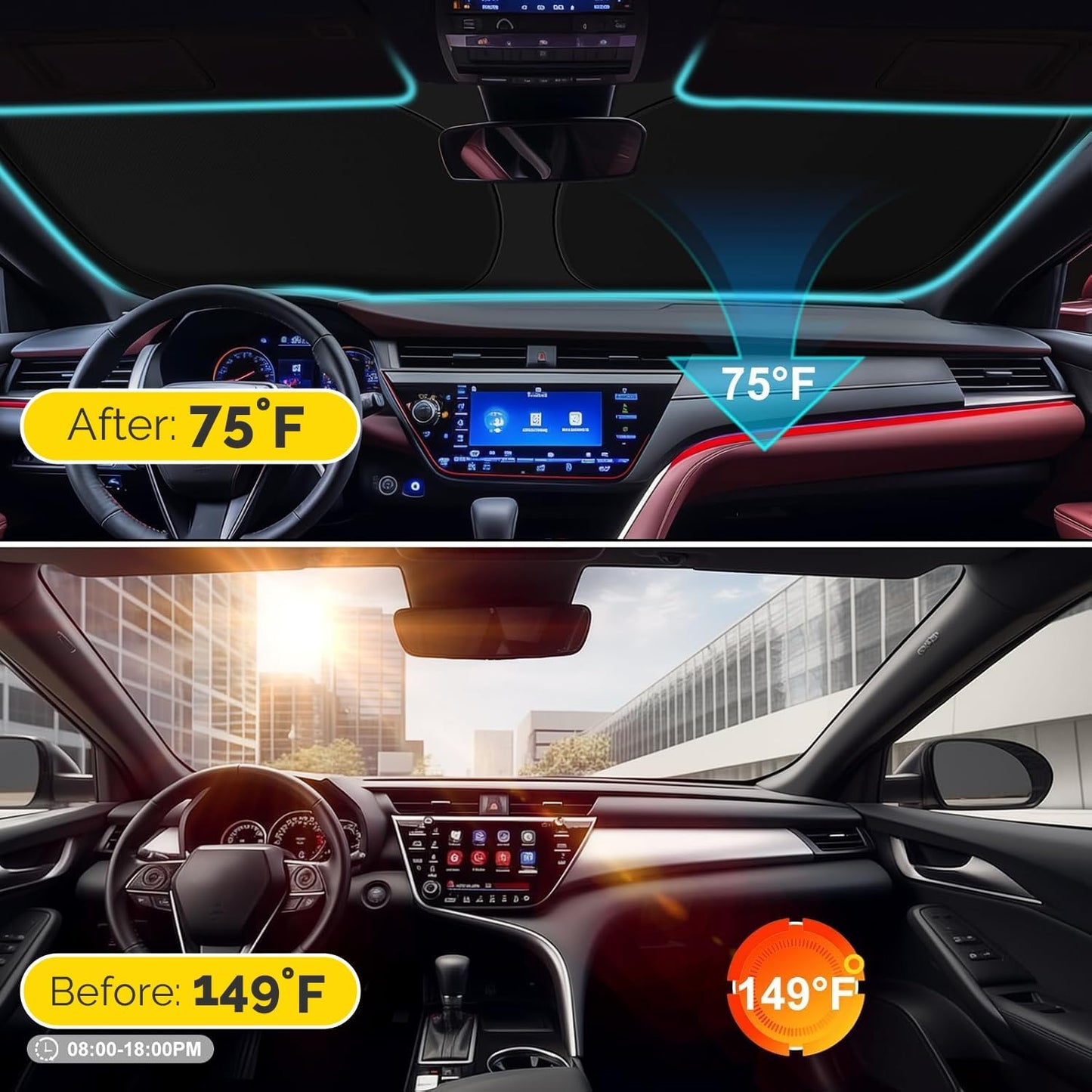 Car Windshield Sun Shade Compatible with 2018 2019 2020 2021 2022 2023 2024 2025 Chevy Equinox Accessories Windshield Cover Foldable Front Window Sunshade Custom Sun Visor Blocks UV Rays