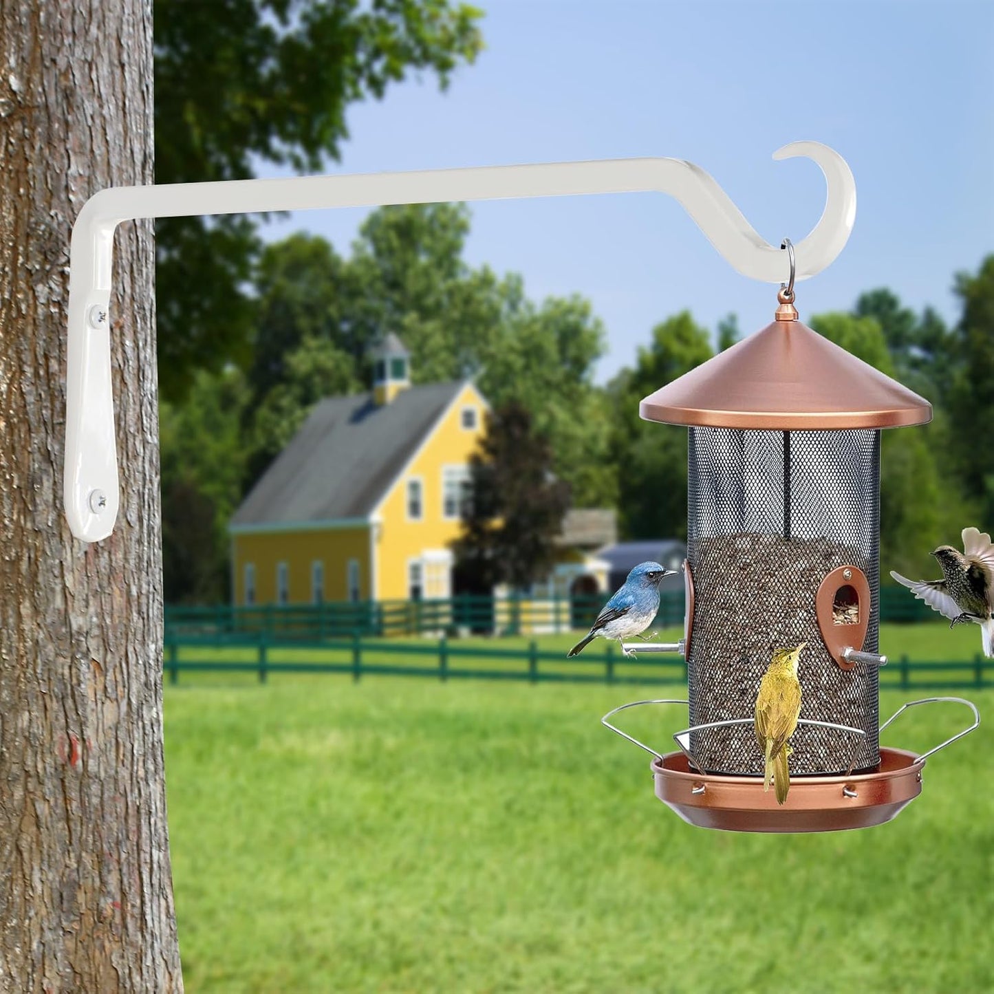 12" Plant Hangers 2-Pack - Heavy Duty Rust-Resistant Steel Hooks for Bird Feeders, Indoor/Outdoor Plants & Wall Decor, White