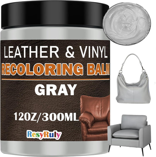 Gray Leather Recoloring Balm Vinyl Auto Dash Board Car Seats Interior Paint Furniture Dye Color Restorer Shoes Sofa Gloves Jacket Purse Bag Couch Stain Remover Fade Scratches Wear Out Repair