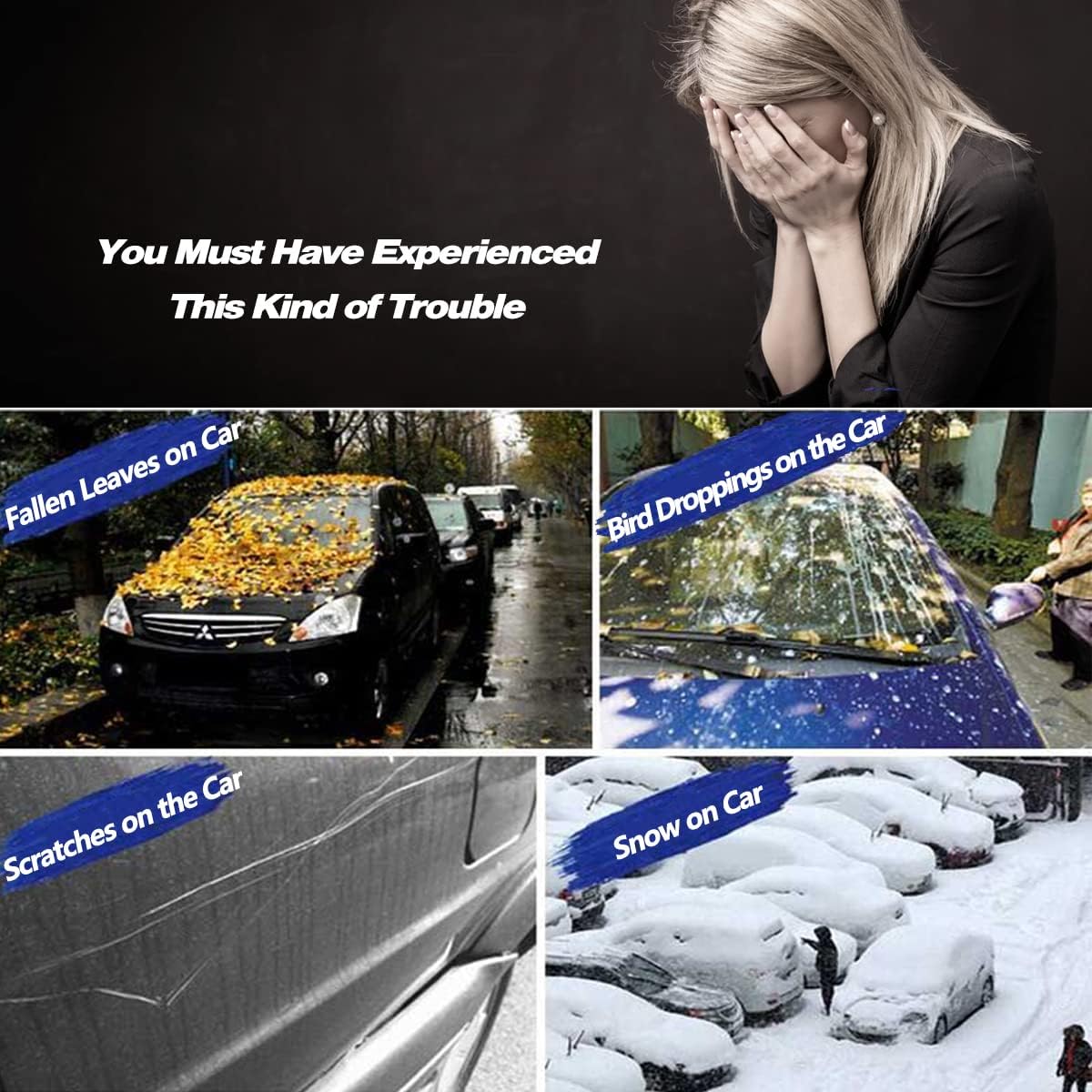 AUQDD 6-Layers PEVA New Material Truck Full Padded Car Cover Waterproof All Weather Weatherproof UV Sun Protection Snow Dust Storm Resistant Outdoor Exterior Custom Form-Fit Straps 180"-206" Black