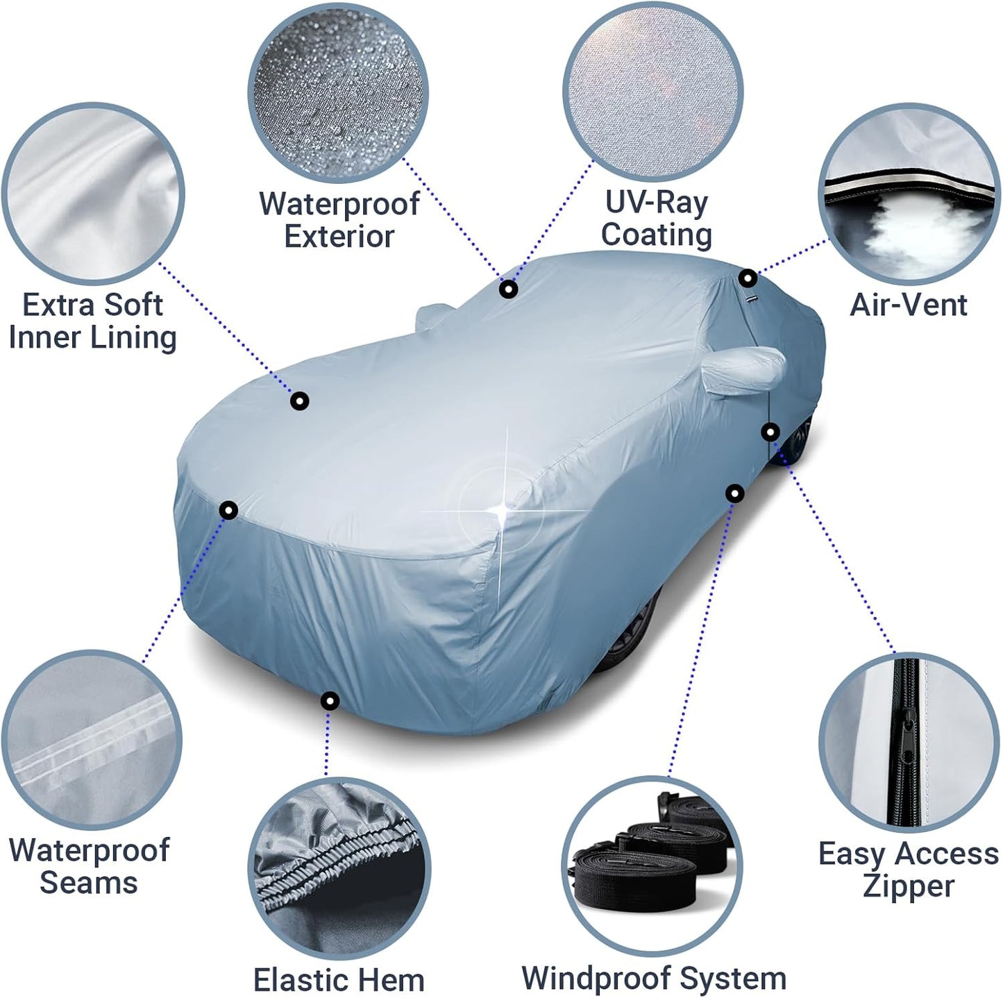 iCarCover Premium Car Cover for 2000-2020 Chevy Impala Heavy Duty Waterproof All-Weather Automobiles Custom Fit Indoor Outdoor UV Snow Protection Covers with Straps and Bag