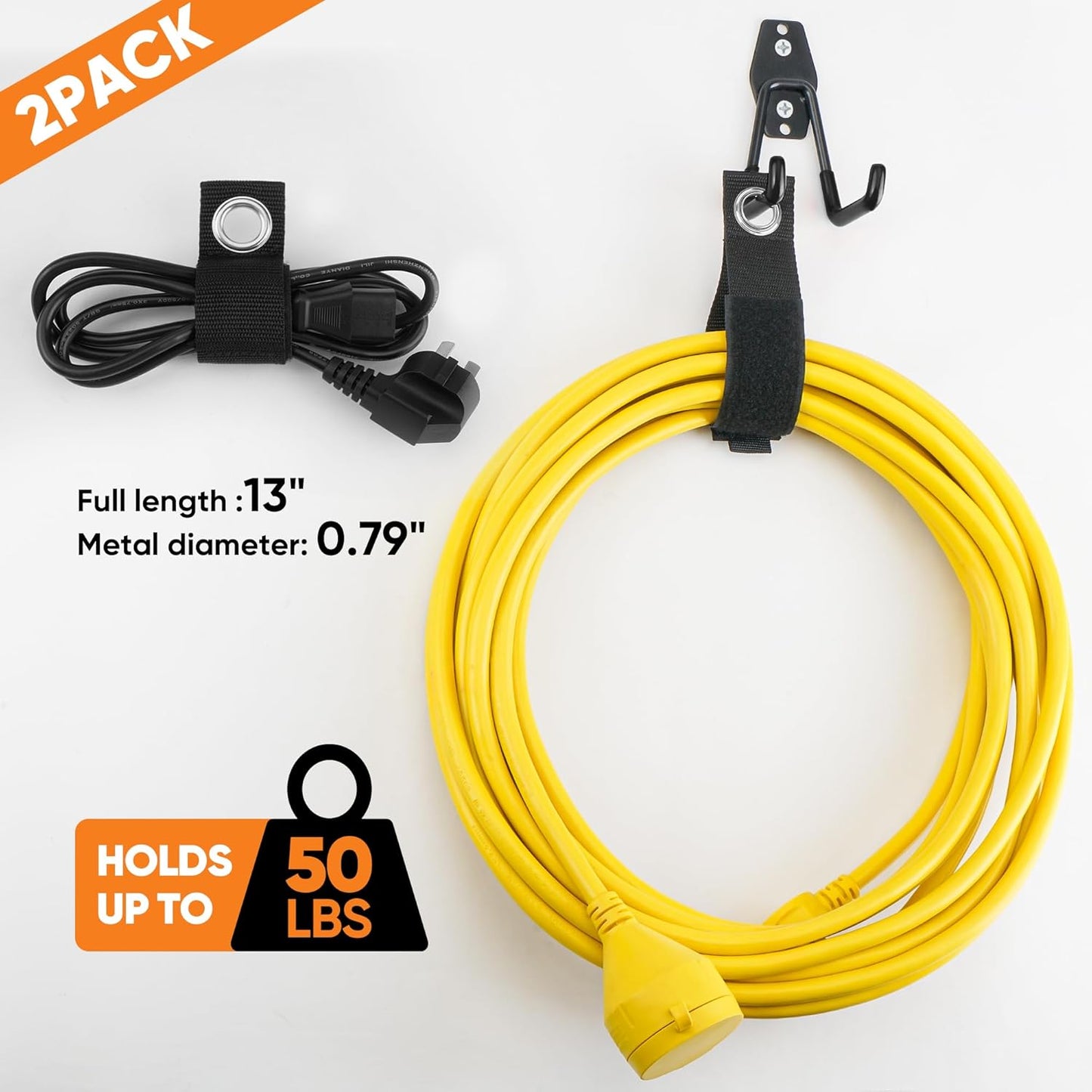 Nacial 18 Pack Garage Hooks Heavy Duty, Utility Steel Garage Storage Hook with 2 Storage Straps, Utility Garage Wall Mount Hooks for Hanging Bike, Ladder and Garden Tools, Perfect for Father Day Gifts