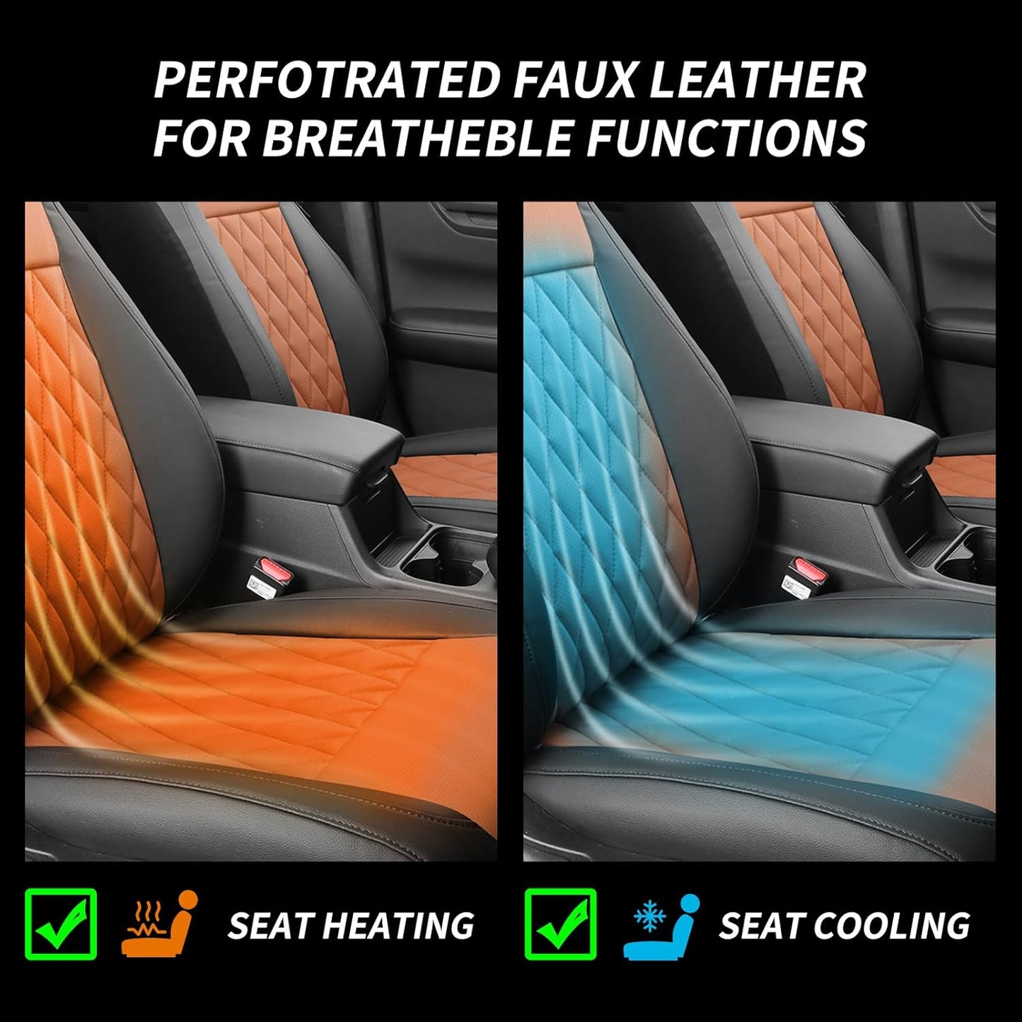 coverdream CRV Waterproof Leather Seat Covers Custom Fit for 2017-2022 Honda CRV LX,EX,SE,EX-L,Touring,Hybrid,Full Coverage,Airbag Compatible,Car Seat Protector(Full Set,Black&Brown)