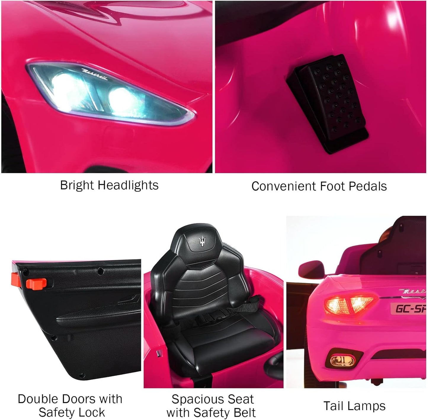 Costzon Ride on Car, Pink Licensed Maserati Gbili 12V Battery Powered Electric Car with Parent Remote Control & Manual Modes, Horn, Lights, MP3, Kids Car Toy Maserati Car for Boys Girls Toddlers Gift