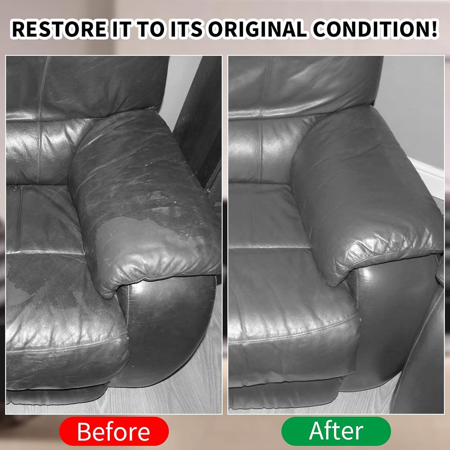 Leather Recoloring Balm,8.5oz Leather Color Restorer,Dark Gray Leather Repair kit for Furniture and Car Interior,Leather Couch Scratch Repair,Leather Dye Paint for Faded,Cracked and Damaged Leather