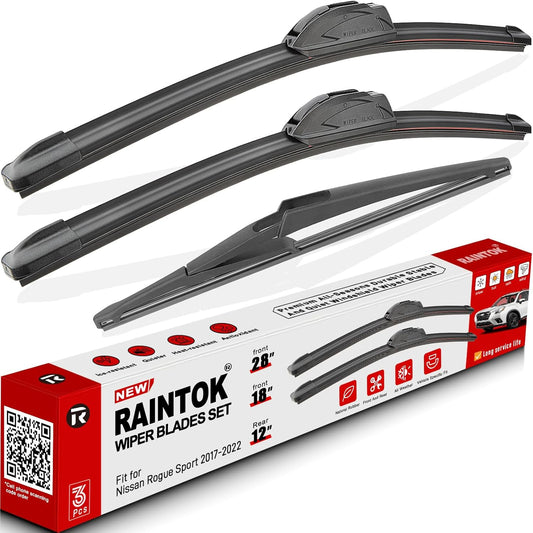 Windshield Wiper Blades Replacement for Nissan Rogue Sport 2017 2018 2019 2020 2021 2022 Original Factory Quality Front Rear Wipers Blade Set for My Car - 28" 18" 12" (Pack of 3)