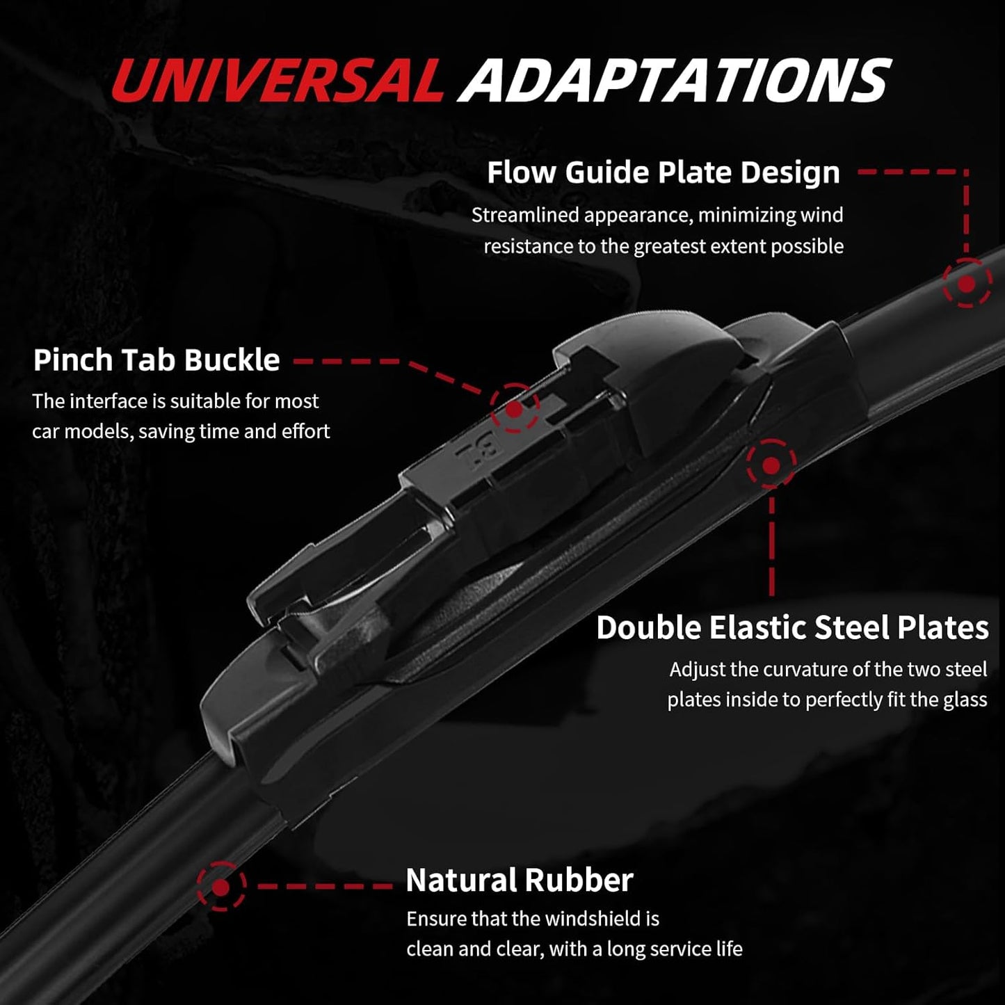 OTUAYAUTO Premium Windshield Wiper Blades - Replacement for Ford Focus 2012-2018 - Precision Fit, All-Weather Performance, Front and Rear Wiper Blades, Pinch Tab - 28"+28"+12" (Pack of 3)