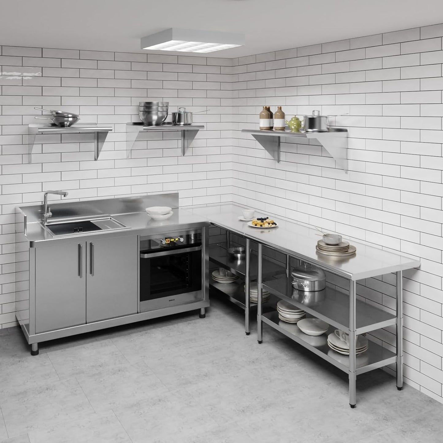 AmGood 36" Long X 16" Deep Stainless Steel Wall Shelf | NSF Certified | Appliance & Equipment Metal Shelving | Kitchen, Restaurant, Garage, Laundry, Utility Room