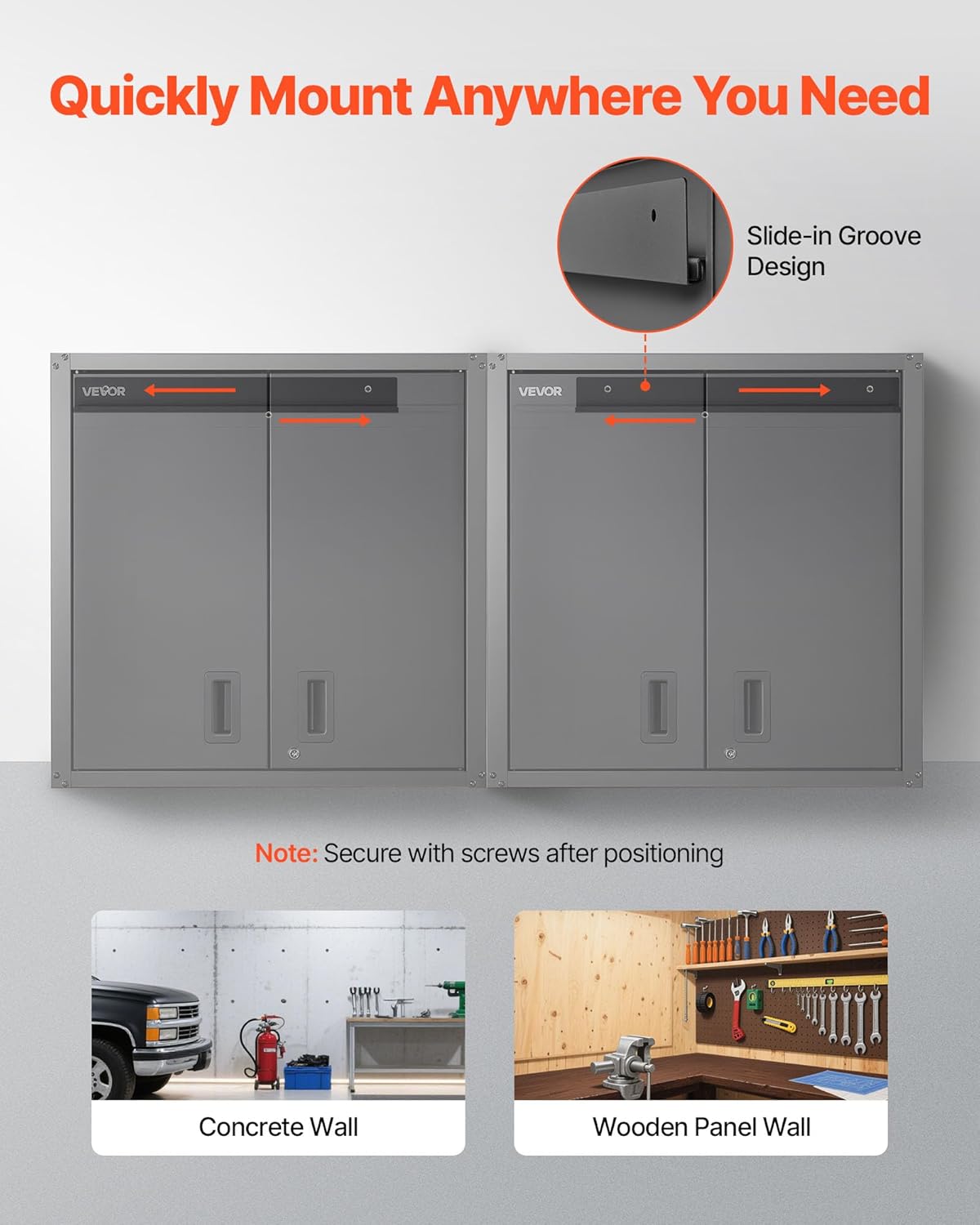 VEVOR Metal Wall Cabinet, 30W x 12.2D x 30H Inch, Steel Floating Hanging Storage Cabinet with Locking Doors and Adjustable Shelf for Garage, Basement, Kitchen, Warehouse Assembly Required, Black