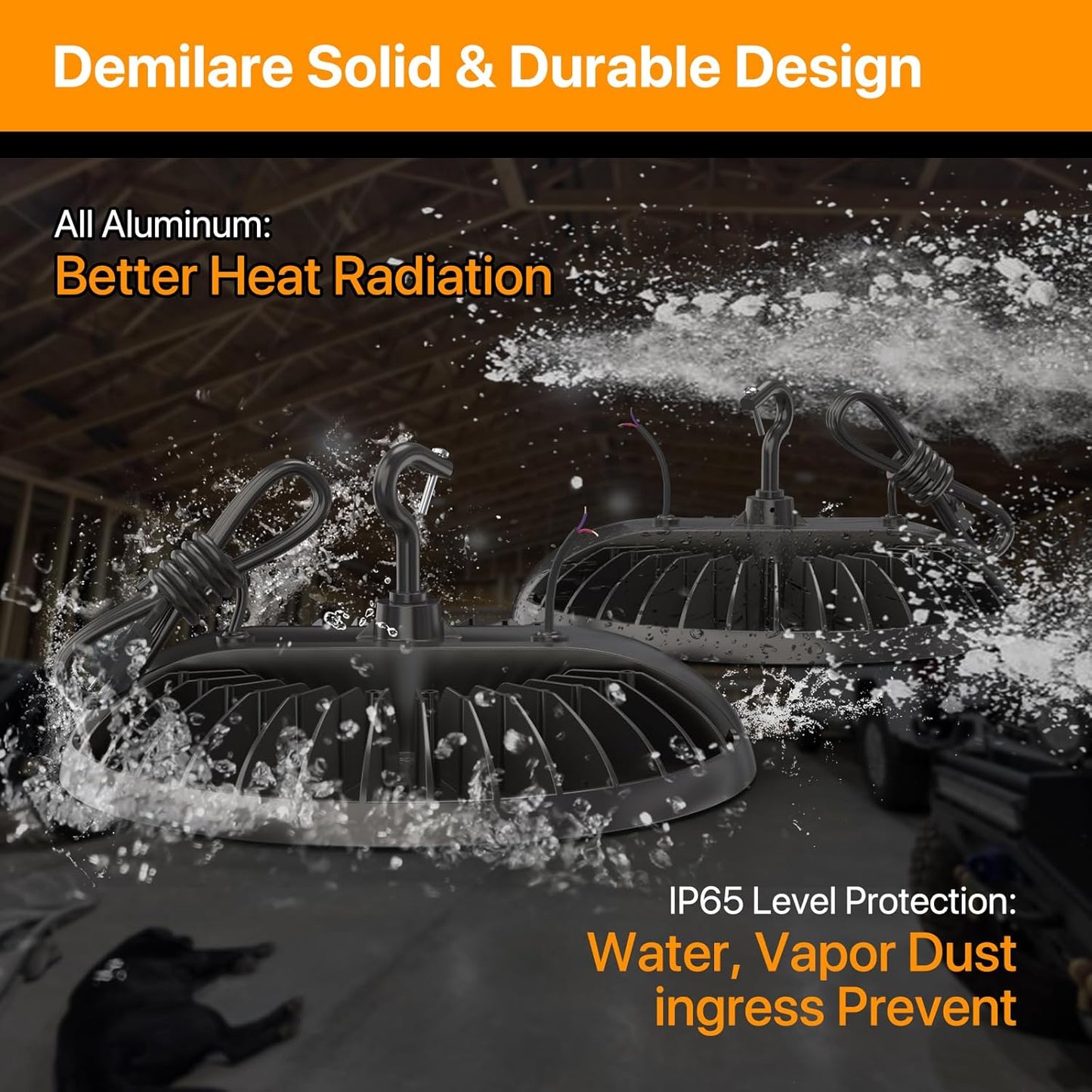 200W High Bay LED Shop Lights - 0-10V Dimmable, 30000 LM High Bay Lights 2 Pack, 5000K Daylight White, IP65 Waterproof for Garage, Warehouse, Barn, ETL Listed