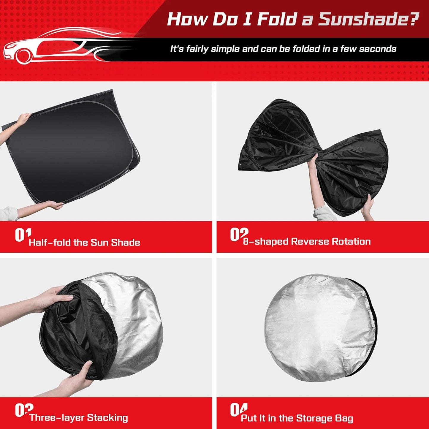 ARISMOTOR Windshield Sun Shade for GMC Sierra 1500 2500 3500 (SLT AT4 Denali) 2019-2025 2026, Custom Fit Foldable Front Window Sunshade Sun Visor Protector, Block UV Rays Keep Your Car Cooler