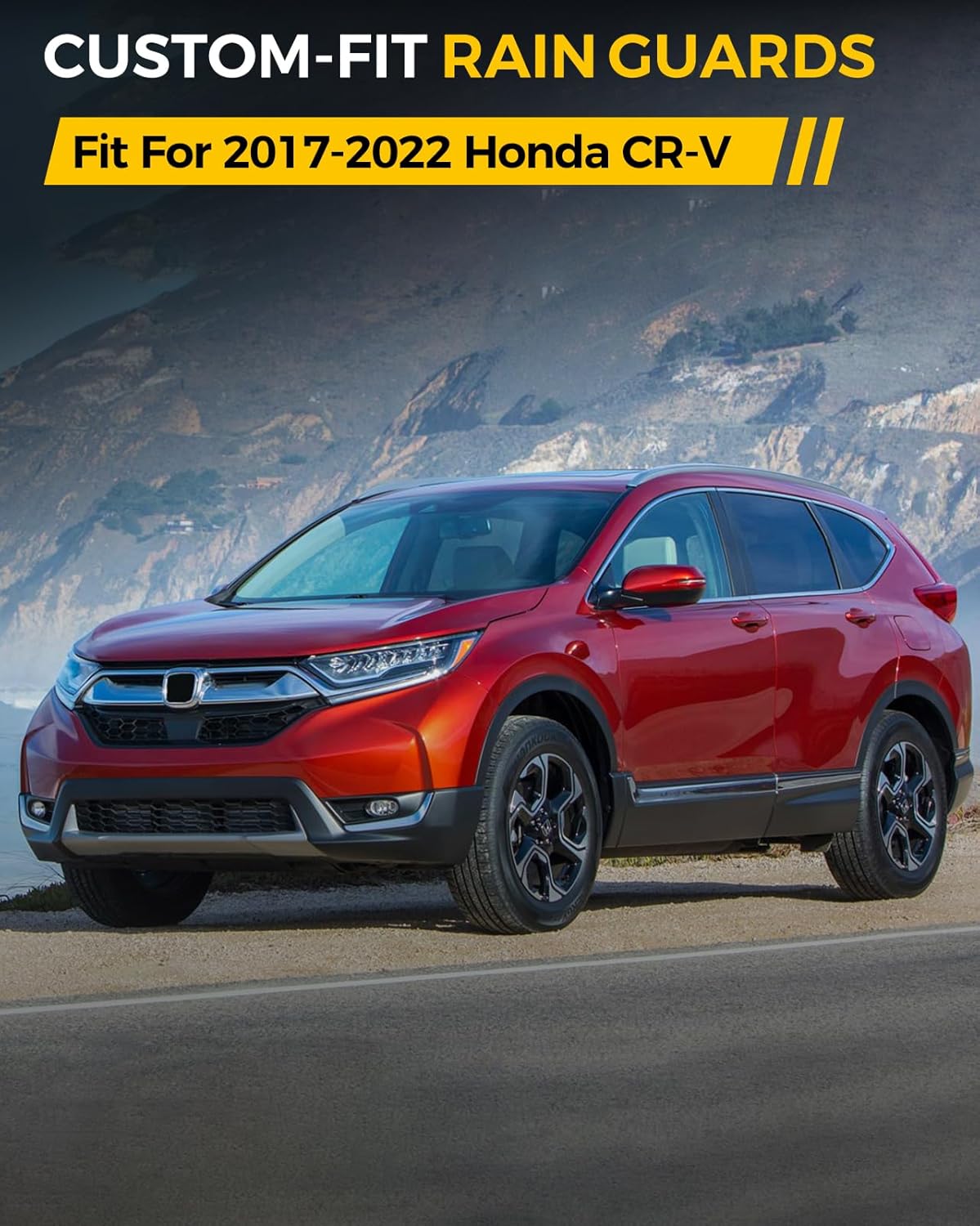 Rain Guards for Car Windows, Tape-On Window Visors Rain Guards Fit for Honda CR-V 2017-2022, Window Deflectors, Vent Visors for Honda Car Accessories, 4 Pieces