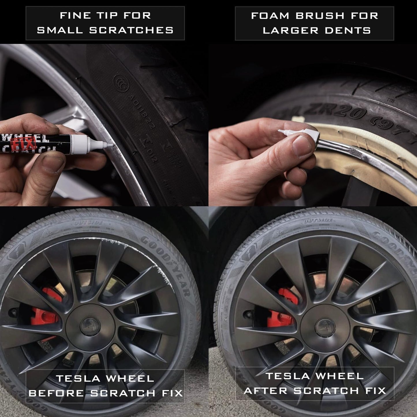 Black Gloss Rim Touch Up Paint Pen, Car Wheel Scratch Repair, Curb Rash Repair, Gloss Black Wheel Paint