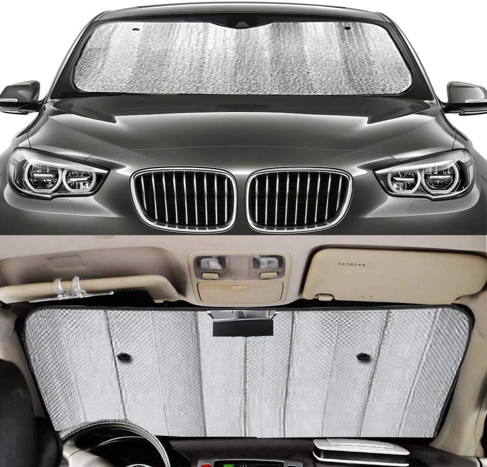 Big Ant Car Windshield Sunshade UV Ray Reflector Auto Window Sun Shade Visor Shield Cover, Keeps Vehicle Cool- Sliver (55" x 27.5")