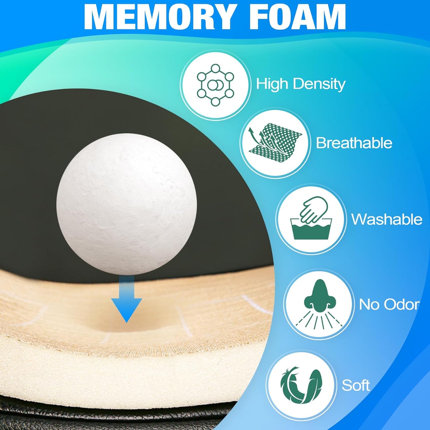 MYFAMIREA Car Seat Cushion and Back Support Pillow 1.2'' Thick Memory Foam Desk Chair Cushion Back Support for Automotive Seat Driver, Travel, Leg and Back Pain Relief, Washable, Adjustable, Gray