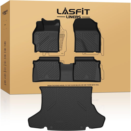 LASFIT Floor Mats & Cargo Mat for Toyota Prius 2010-2011 (Not fit Prius V or C), All Weather TPE Custom Fit Easy Clean Durable No-Curling Floor Liners for Prius 2010 2011 Car Mats & Trunk Mat