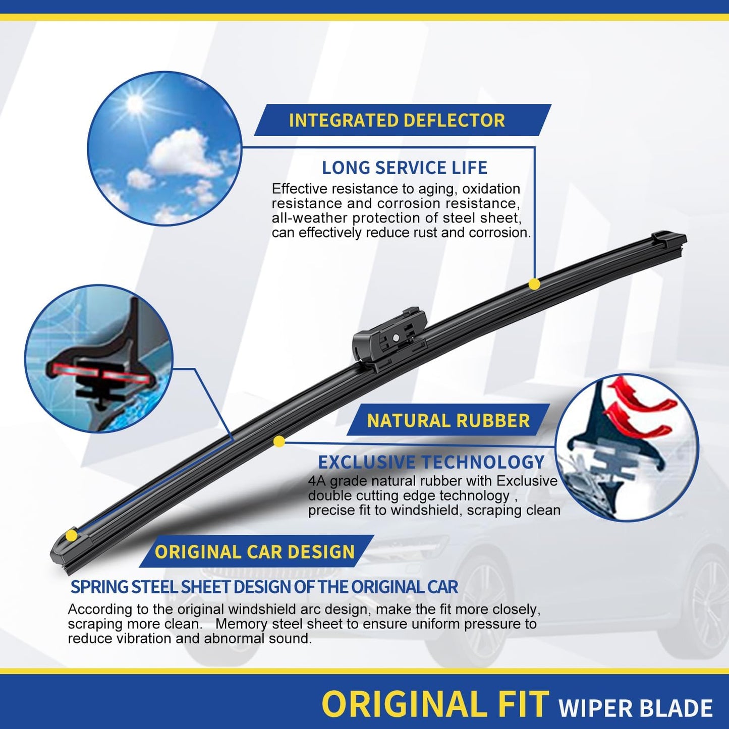 3 Wipers Factory Replacement For 2007-2017 VW Volkswagen Tiguan Original Equipment Windshield Wiper Blades Set 24"+21"+13" (Set of 3)