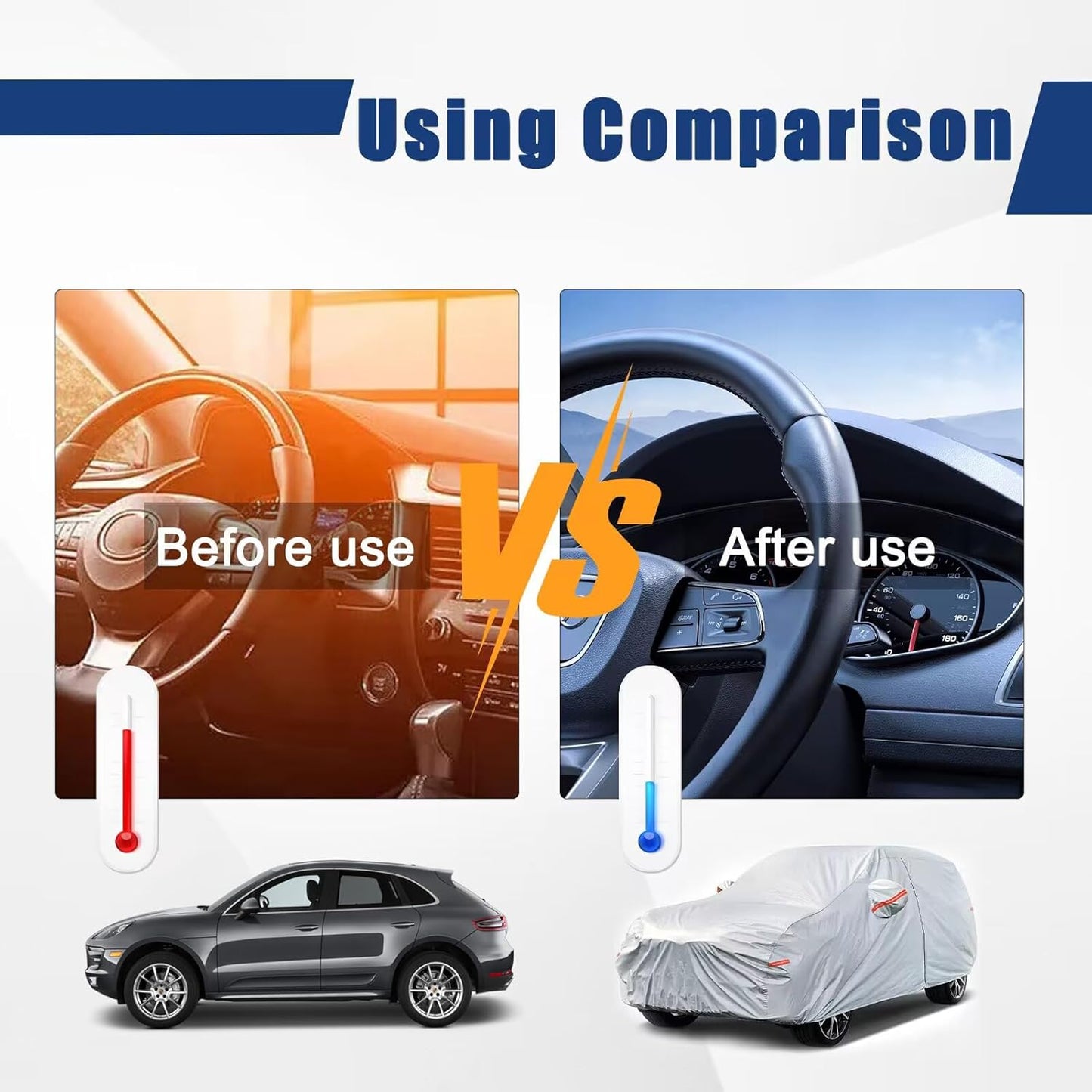 Kayme 6 Layers SUV Car Cover Custom Fit for Mazda CX-30/CX-3/CX 30/CX 3 (2019-2025) Waterproof All Weather for Automobiles, Outdoor Full Cover Rain Sun UV Protection.Silver