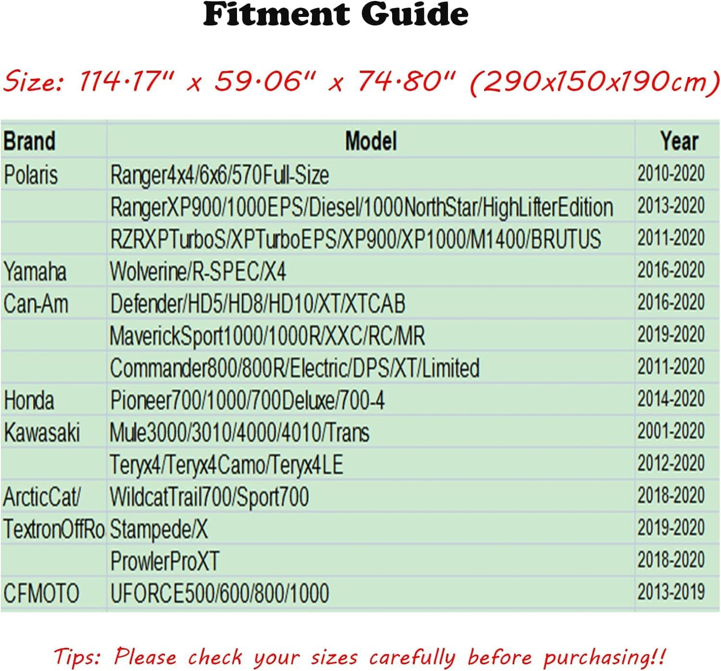 NEVERLAND UTV Covers Heavy Duty - Side by Side Cover Waterproof 300D Outdoor Storage Waterproof Black Compatible with Honda Pioneer Polaris Ranger Protection 114.17"x 59.06"x 74.80"(290x150x190 cm)