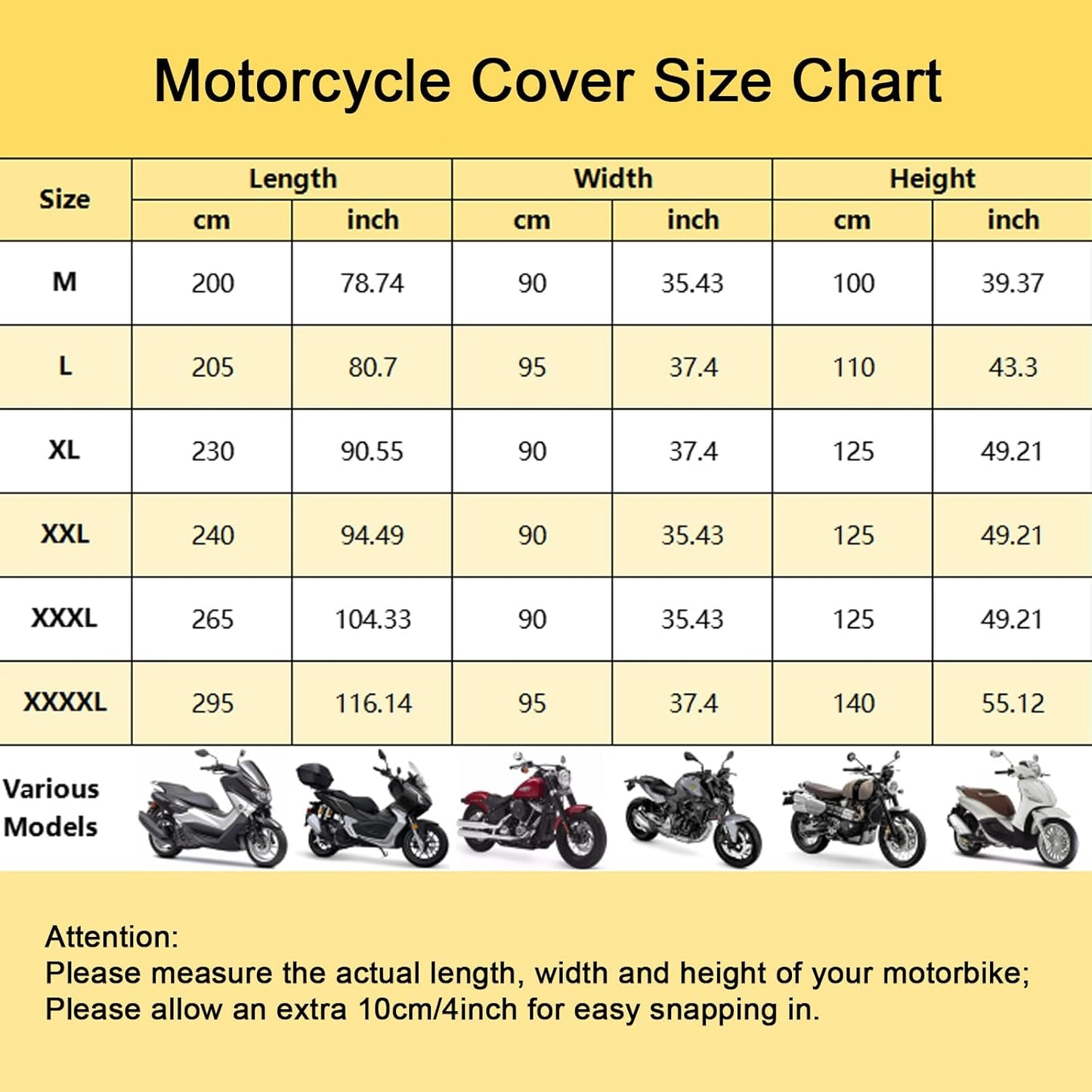 Moped Cover Waterproof Outdoor, Motorbike Scooter Cover Sun Rain Dust Protection with 5 Reflective Strips and 2 Fixed Buckles, 2 Lock-Holes for Motorcycles Cruisers Sportbikes (M: 79 x 35 x 39 inch)