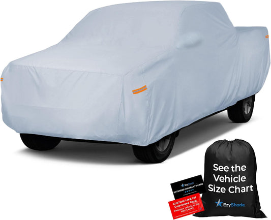 EzyShade 10-Layer Truck Cover Waterproof All Weather. See Vehicle Size-Chart for Accurate Fit. Full Outdoor Pickup Truck Covers for F250 F150 Tundra Titan. Sun Wind Rain. Size T5 (See SizeChart)