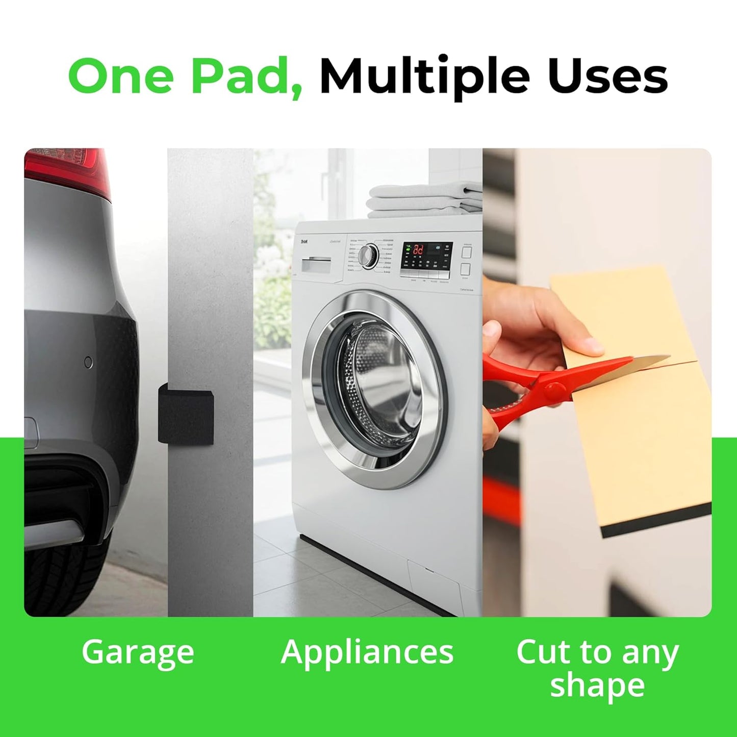 XCEL Foam Rubber Protector Panels – 4 Pack of Versatile Marine Foam Pads – Ideal for Wall Protection, Garage Parking Aids, Car Door & Bumper Padding, Anti Vibration, Insulation DIY Projects - Black