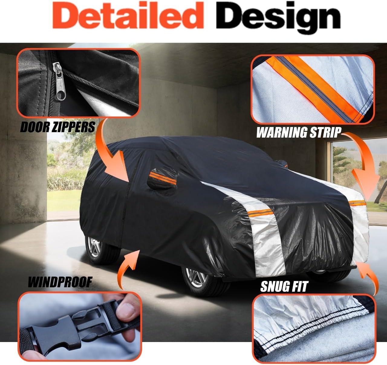 Cadillac CTS Car Cover 100% Waterproof All Weather, Gift with Towel, 10 Layers Sedan Car Cover Custom Fit 2003-2019 Cadillac CTS, Full Exterior Covers Rain Sun UV Protection with Door Zipper.