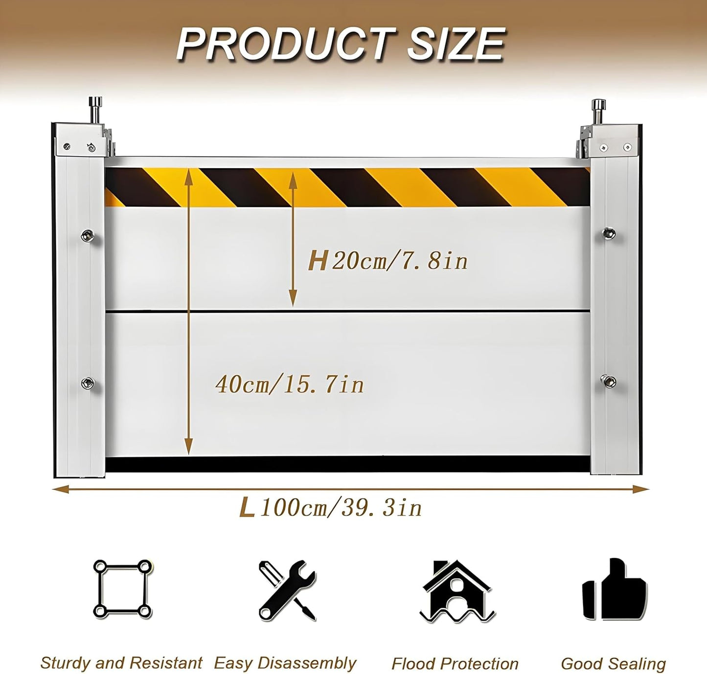 Flood Barriers for Home Exterior,Aluminum Alloy Outdoor Garage Doors Water Barriers for Flooding(H23.6Inch,L12FT)
