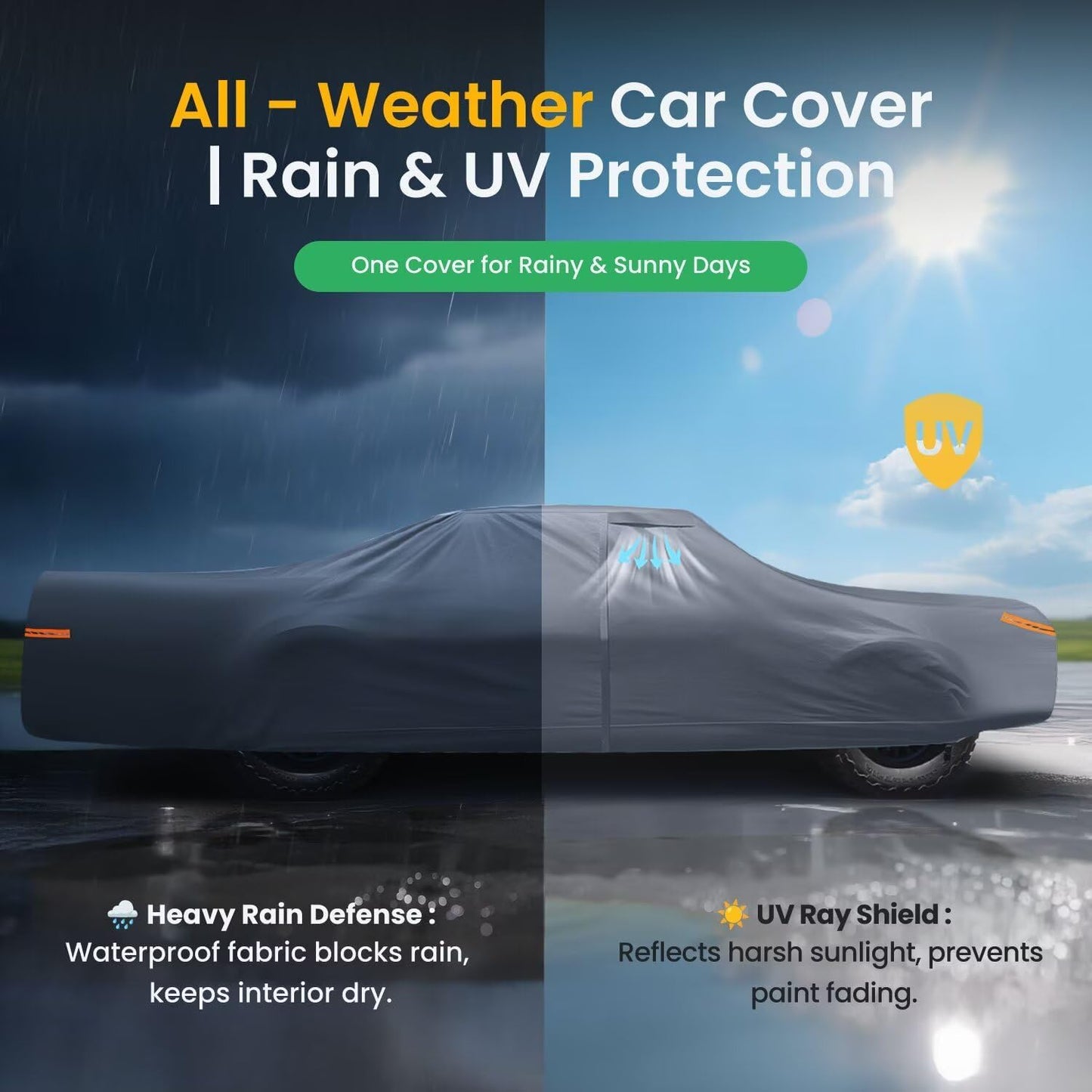 Waterproof Chevrolet Caprice(1970-2016) Car Cover with Breathable Vents, [2025 Upgrade] Premium Covers with Cotton Liner and Zipper Door, Sun Rain Snow Dust Uv Protection.(Gift with Towel)
