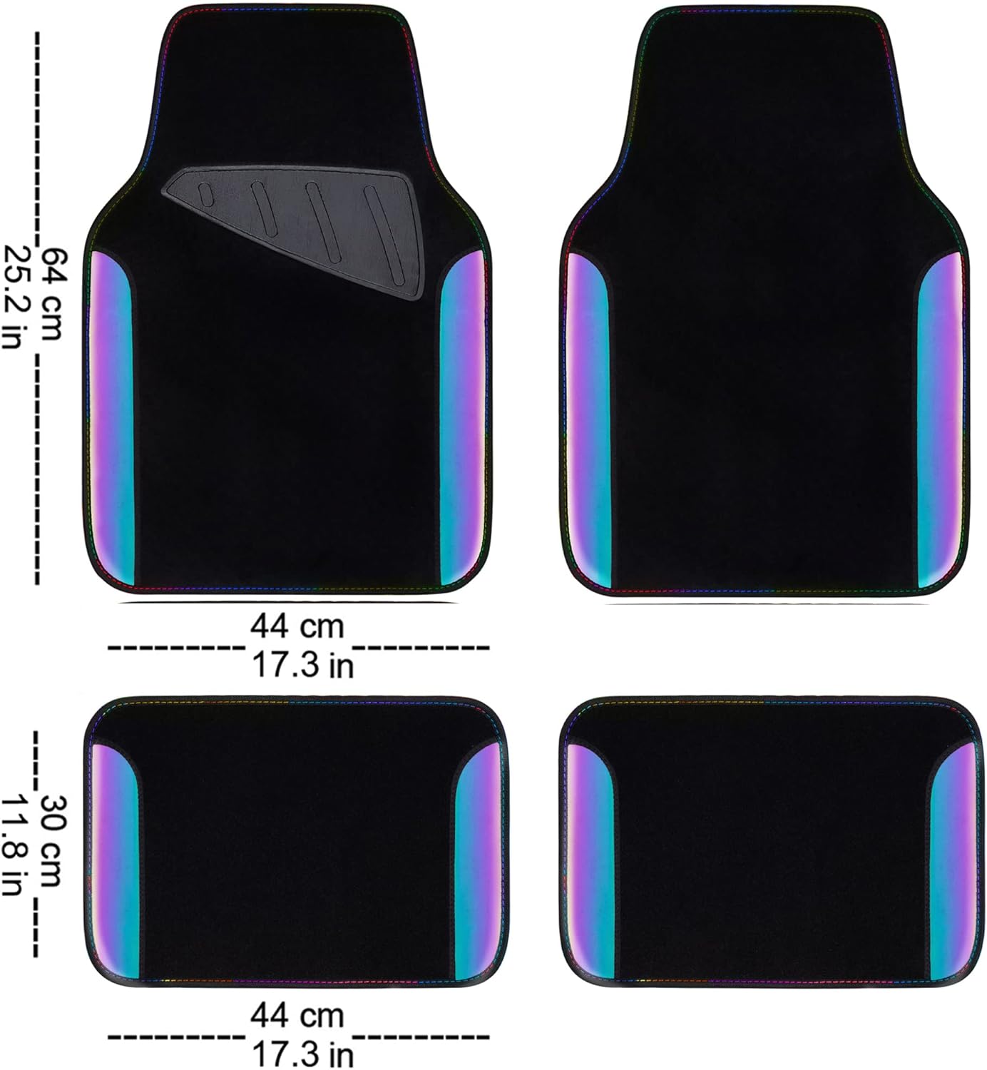 CAR PASS Chameleon Iridescent Reflective PU Leather&Waterproof Universal Carpet car Floor mats,Fit for 95% Suvs,Sedans,Vans,Trucks&Car Mat for Women(Reflective Color Change)