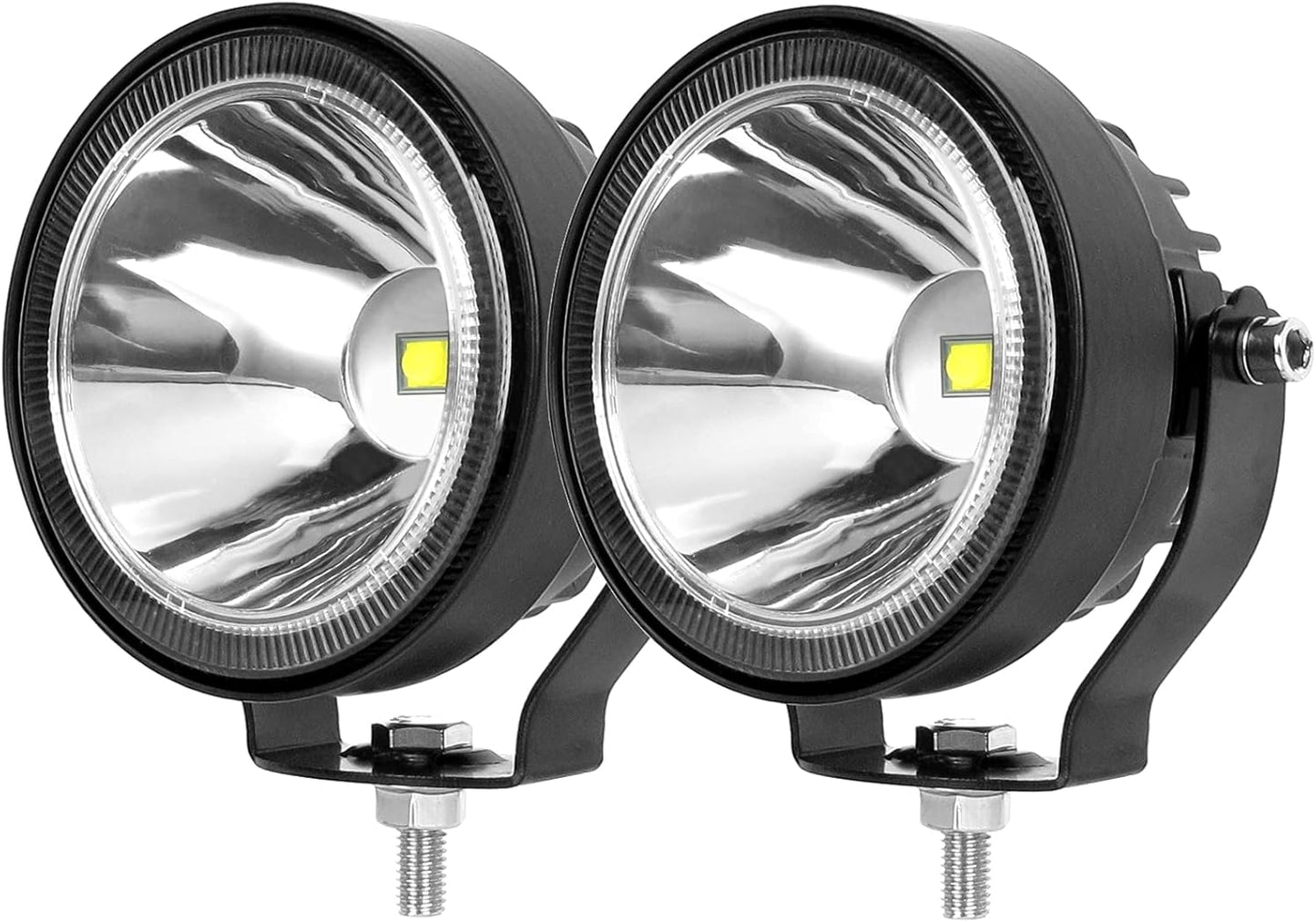 4 Inch Round Led Pod Lights, 60W Led Off Road Driving Fog Lights, Spot Auxiliary Bumper Light Bar Fit For 12V 24V Car Trucks Pickup ATV Boat Motorcycle (Pack of 2)