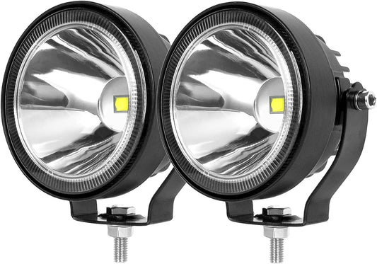 4 Inch Round Led Pod Lights, 60W Led Off Road Driving Fog Lights, Spot Auxiliary Bumper Light Bar Fit For 12V 24V Car Trucks Pickup ATV Boat Motorcycle (Pack of 2)