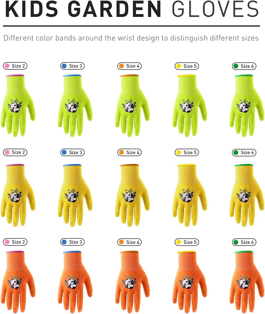 HANDLANDY 2 Pairs Kids Gardening Gloves, Toddler Children Garden Yard Work Outdoor Playing Gloves, Rubber Coating, for Girls Boys Youth (Size M, Yellow)