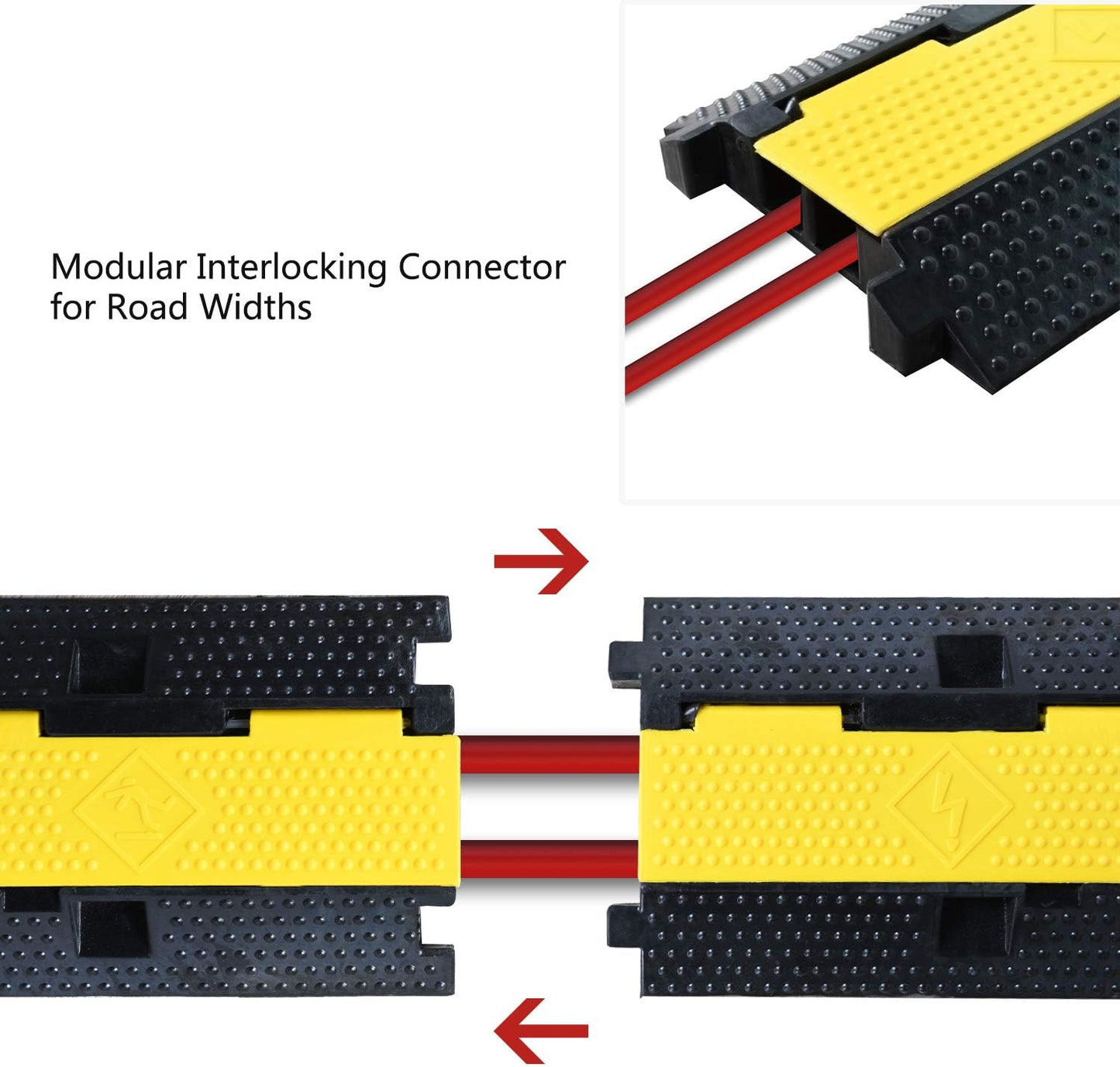 3 Pack Rubber Cable Ramp Hose Cable Protector Ramp 2 Channel 22000Lbs Load Capacity Traffic Speed Bump Wires Power Lines Extension Cord Cover for Indoor Outdoor