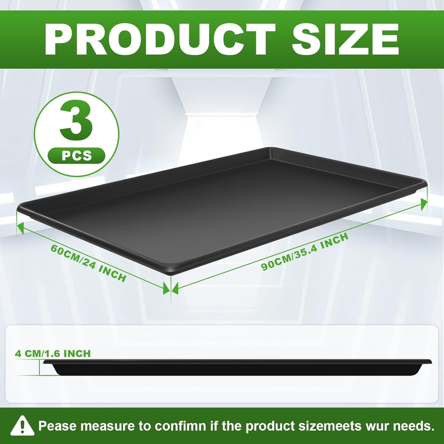 3 Pcs Extra Large Oil Drip Pan for Under Car - 35.4 x 24 x1.6 Inches, Hard Plastic Auto Oil Drip Tray, Oil Catch Pan Replacement Tray to Keep Garage Floor Show Room Driveway Safe and Clean