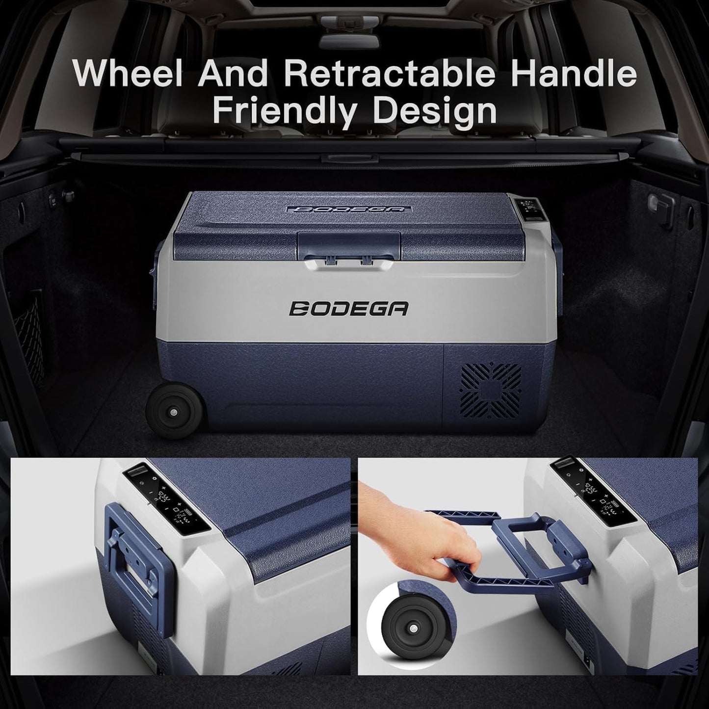 BODEGACOOLER 12 Volt Car Refrigerator,53 Quart Portable Freezer,Dual Zone Car Fridge APP Control,-4℉-68℉ RV Electric Compressor Cooler 12/24V DC 100-240V AC for Outdoor,Camping,Travel,Road Trip