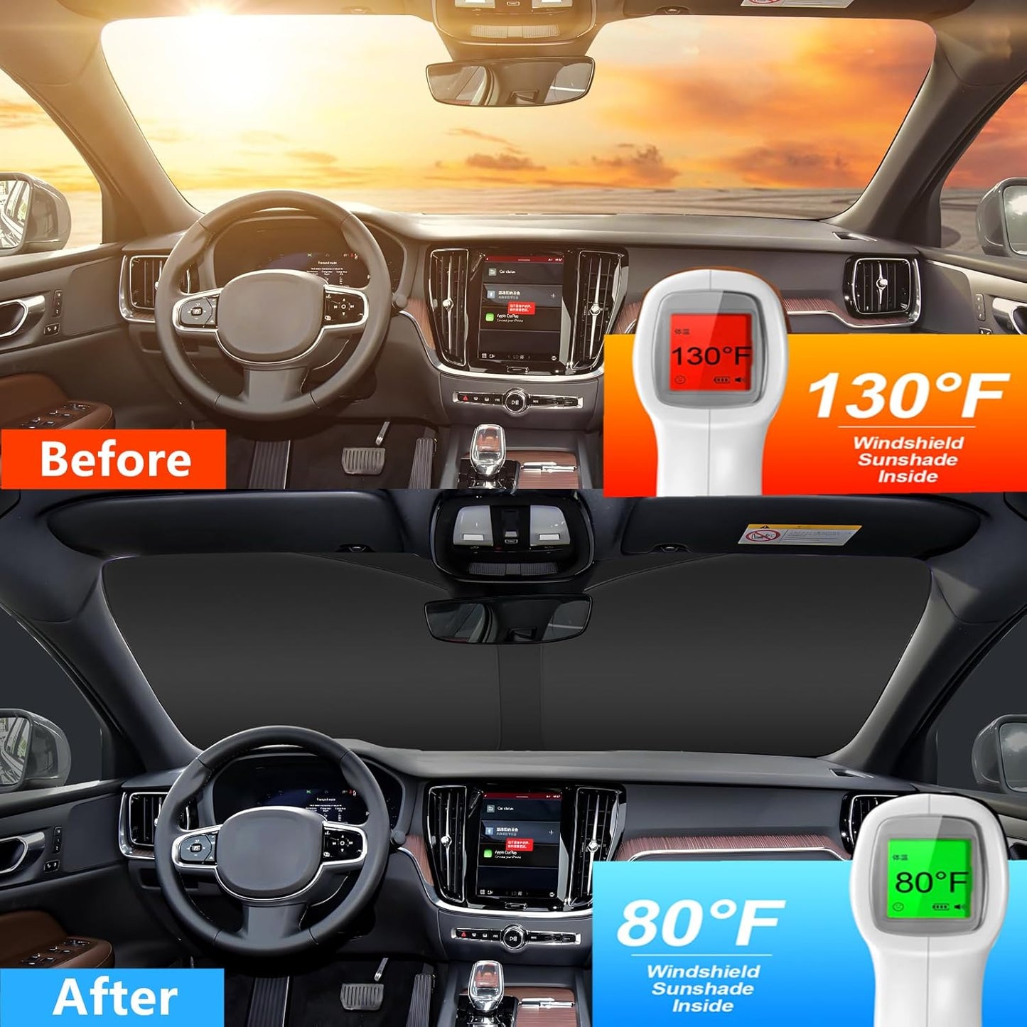 Windshield Sun Shade for GMC Yukon 2021-2025 4-Layer Front Window Shade Custom Sun Visor 240T Shade Blocks UV Keep Your Car Cooler