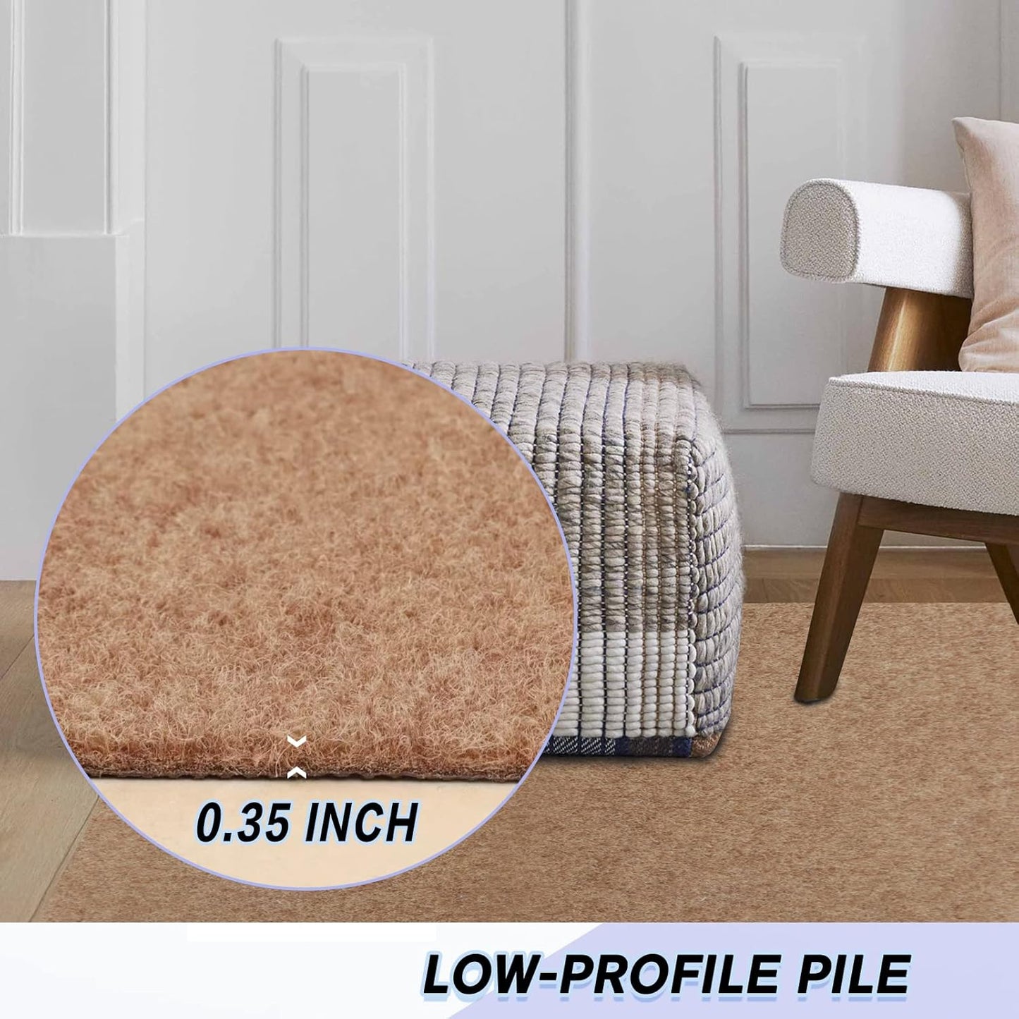 Custom Size Backed Non-Slip Area Rugs Runner, Easy Clean, Waterproof Runner Rugs for Hallway Entryway, Kitchen, Laundry, 2FT x 8FT, Beige