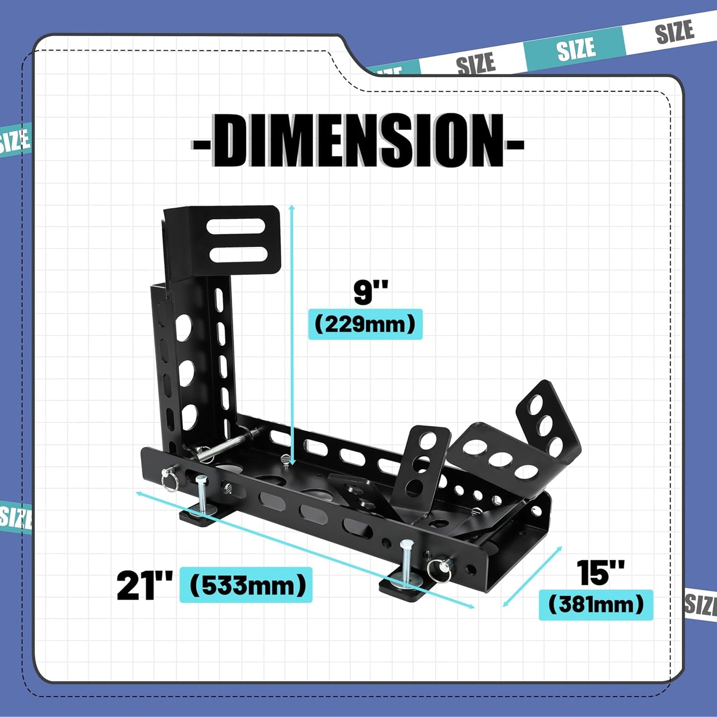 ECOTRIC Motorcycle Wheel Chock Trailer 3000lb Capacity, Adjustable Motorcycle Front Tire Stand Chock for Trailer Truck Garage Fit for Most Crusier Sports Dirt Bikes Tire Size 14"-22" Wheels