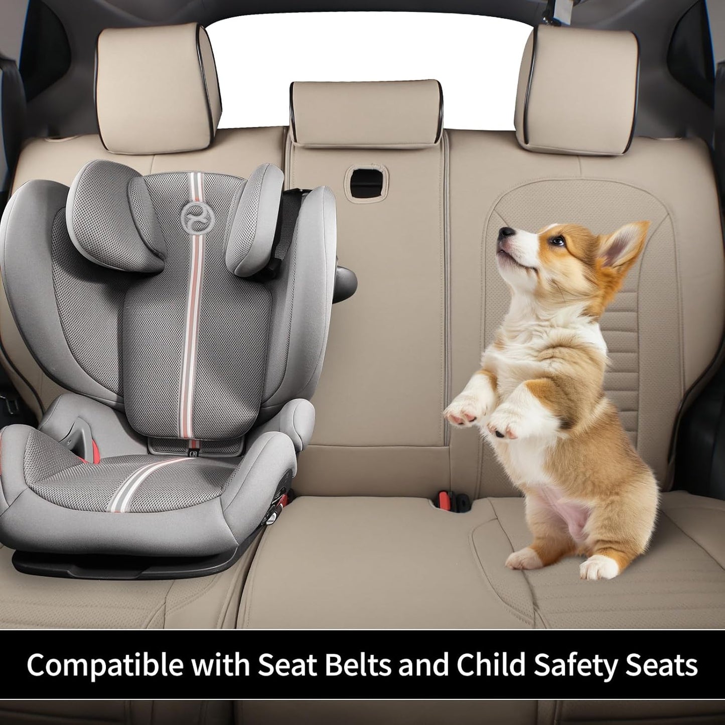 EKR Accord Car Seat Covers for Honda Accord EX-L,Touring,Sport,EX,Hybrid 2018 2019 2020 2021 2022(Rear Row 40/60 Split Backrest),Car Seat Protector,Waterproof Automotive Seat Covers,Leather(Beige)