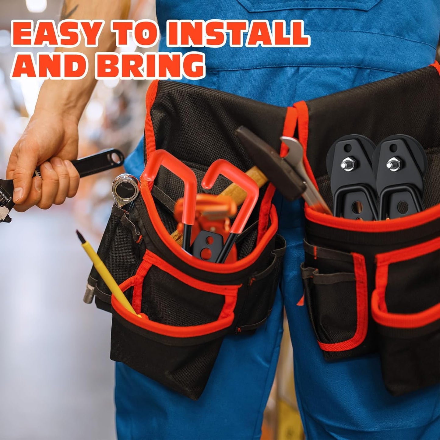 Landhoow 18 Pcs Large Magnetic Hooks Heavy Duty Garage Magnet Hooks Strong Storage Utility Magnetic Hangers with Anti Slip Rubber Coating for Indoor and Outdoor Hanging (Orange)