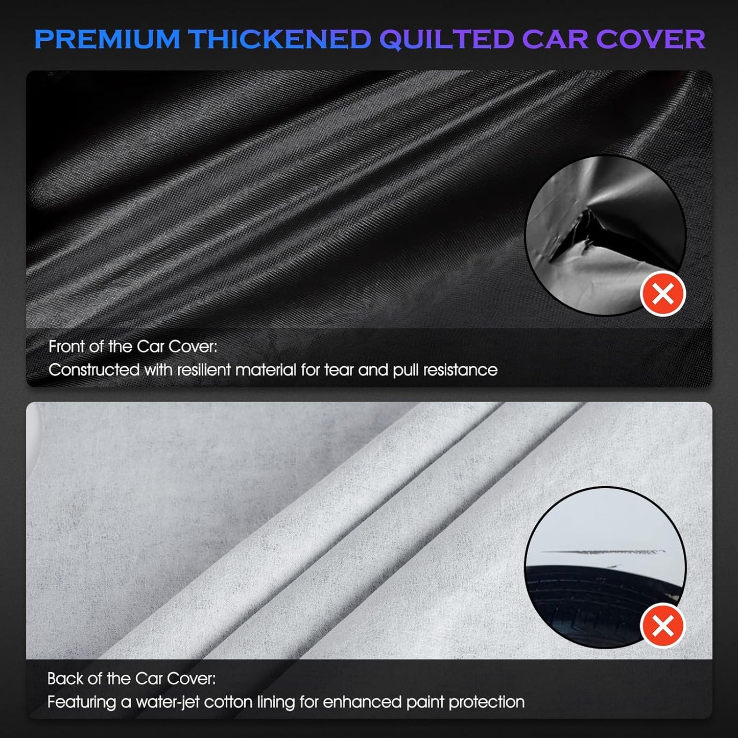 Car Cover Custom Fit for Honda Civic 1991-2025,Toyota Corolla 2000-2025,6 Layers Truck Cover Waterproof All Weather for Automobiles,Outdoor Full Exterior Cover,Rain, Sun, Wind Protection,Black