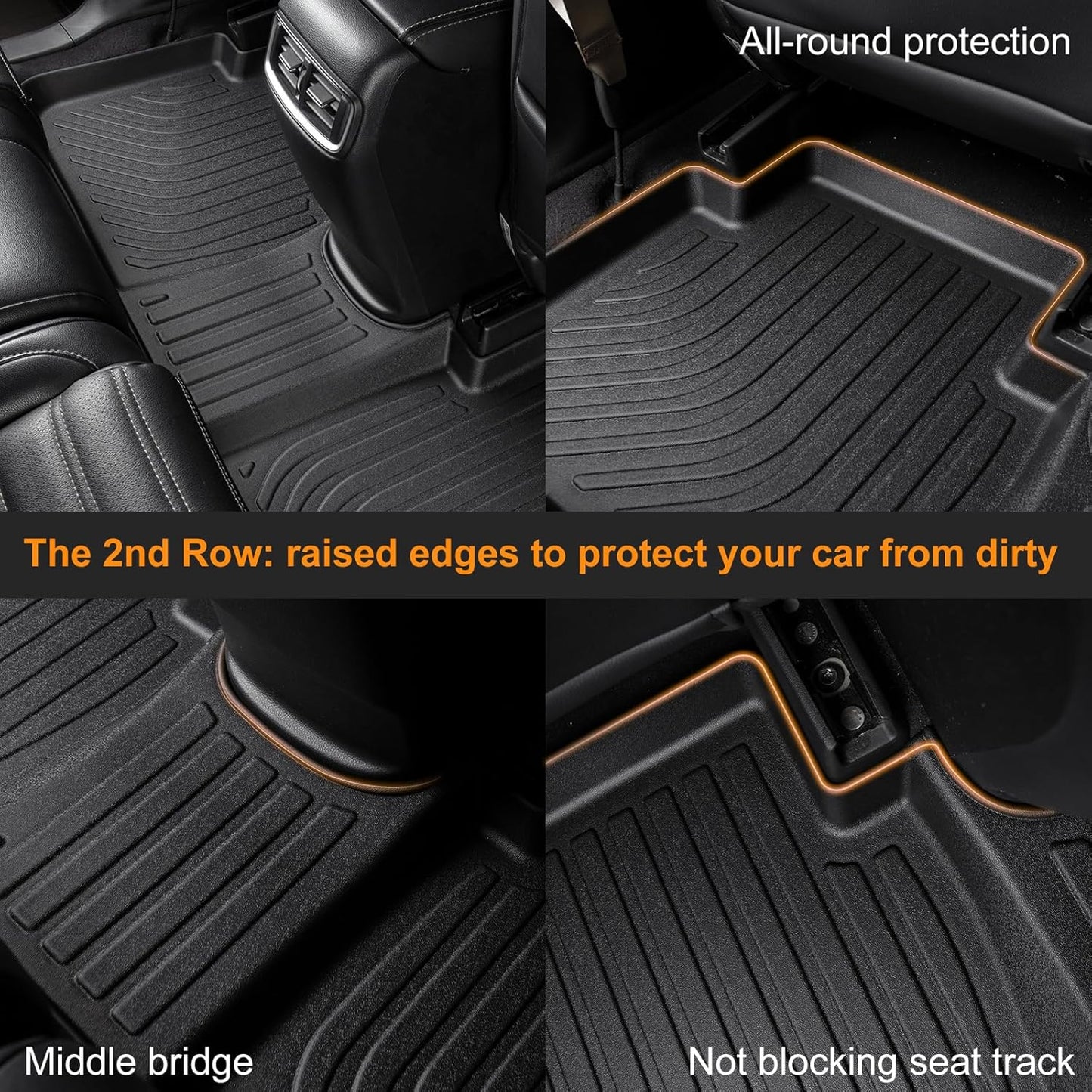 Binmotor-All Weather Floor Mats Cargo Liner for Toyota RAV4 2013-2017 2018((Not for Hybrid or Prime), Heavy Duty Car Trunk Mat Floor Liners for RAV4 Accessories-Black
