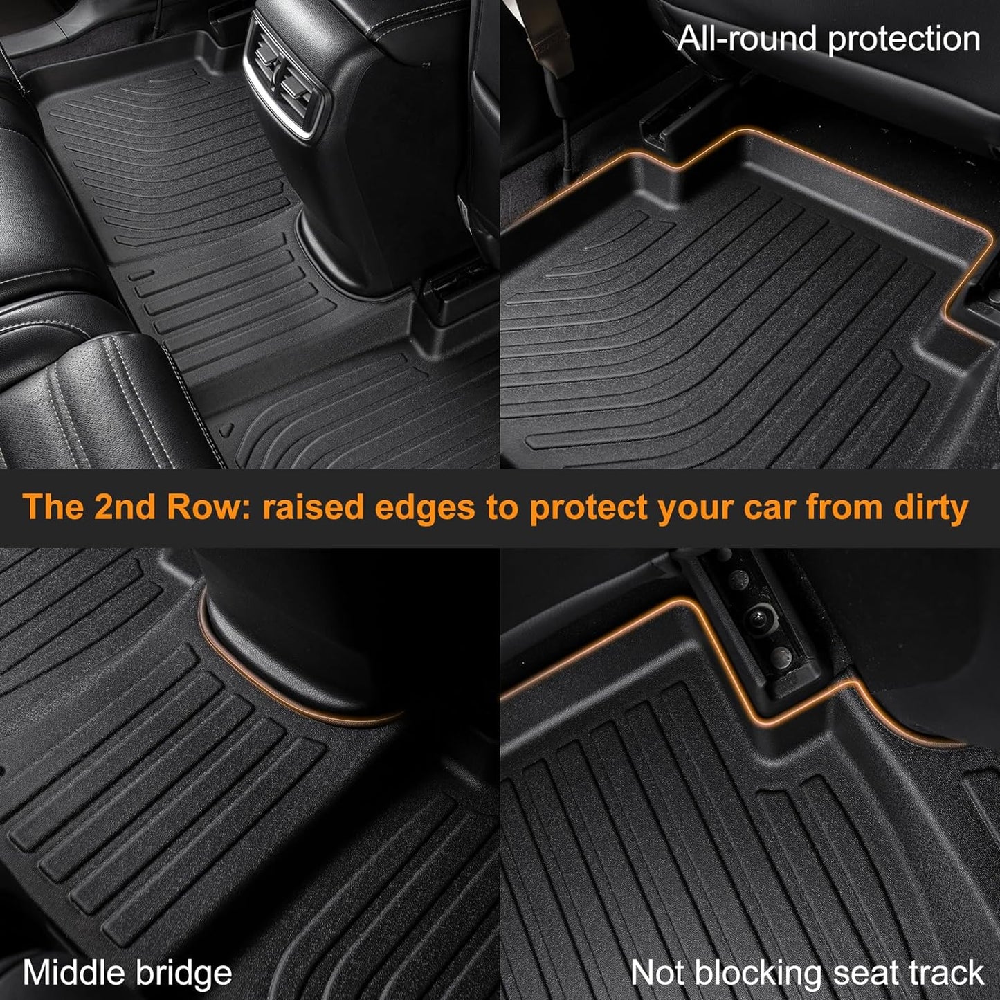 Binmotor-Floor Mats & Cargo Liner for for Expedition Max 2021-2025 (Only for 7 Seats, with 2nd Row Bucket Seat), Expedition Max Active丨Platinum丨King Ranch, TPE All Weather Car Mats Accessories