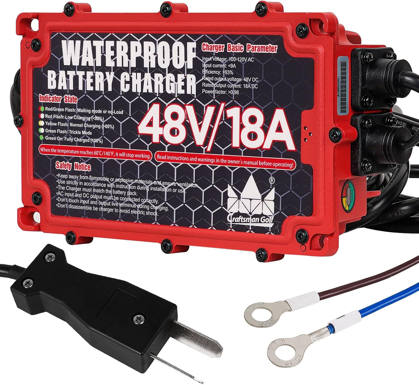 CRAFTSMAN GOLF 48 Volt 18 Amp Golf Cart Battery Charger for 48V EZGO Club Car Yamaha Onboard Golf Cart Charger with Crowfoot Plug