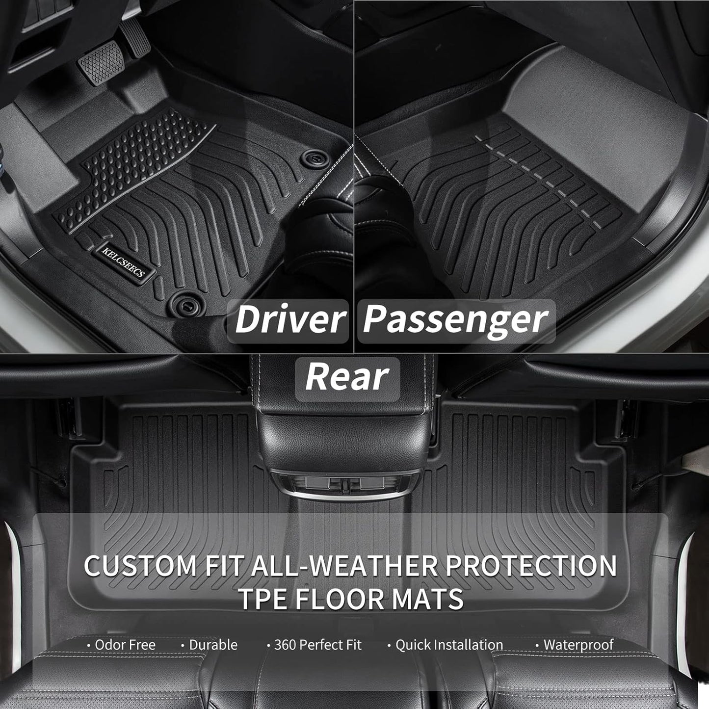 KELCSEECS® Floor Mats & Cargo Liner Custom for Chevrolet/Chevy Trax 2026 2025 2024 & Buick Envista 2026 2025 2024 All Weather Protection TPE Floor Liners Front & Rear Row Full Set Accessories Black